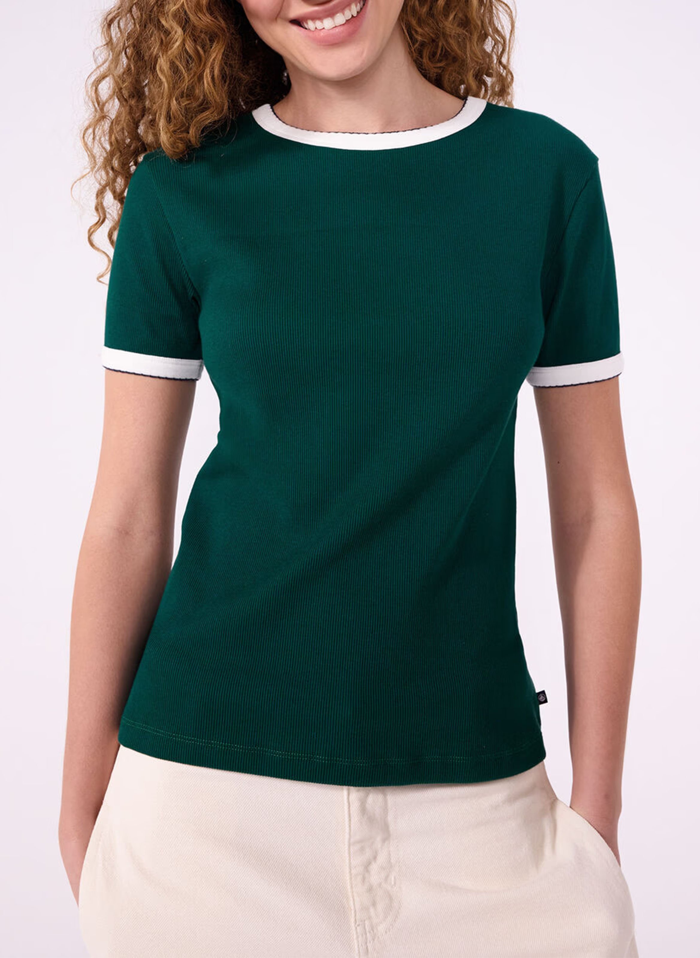 Tee-shirt col rond en coton PETIT BATEAU Vert