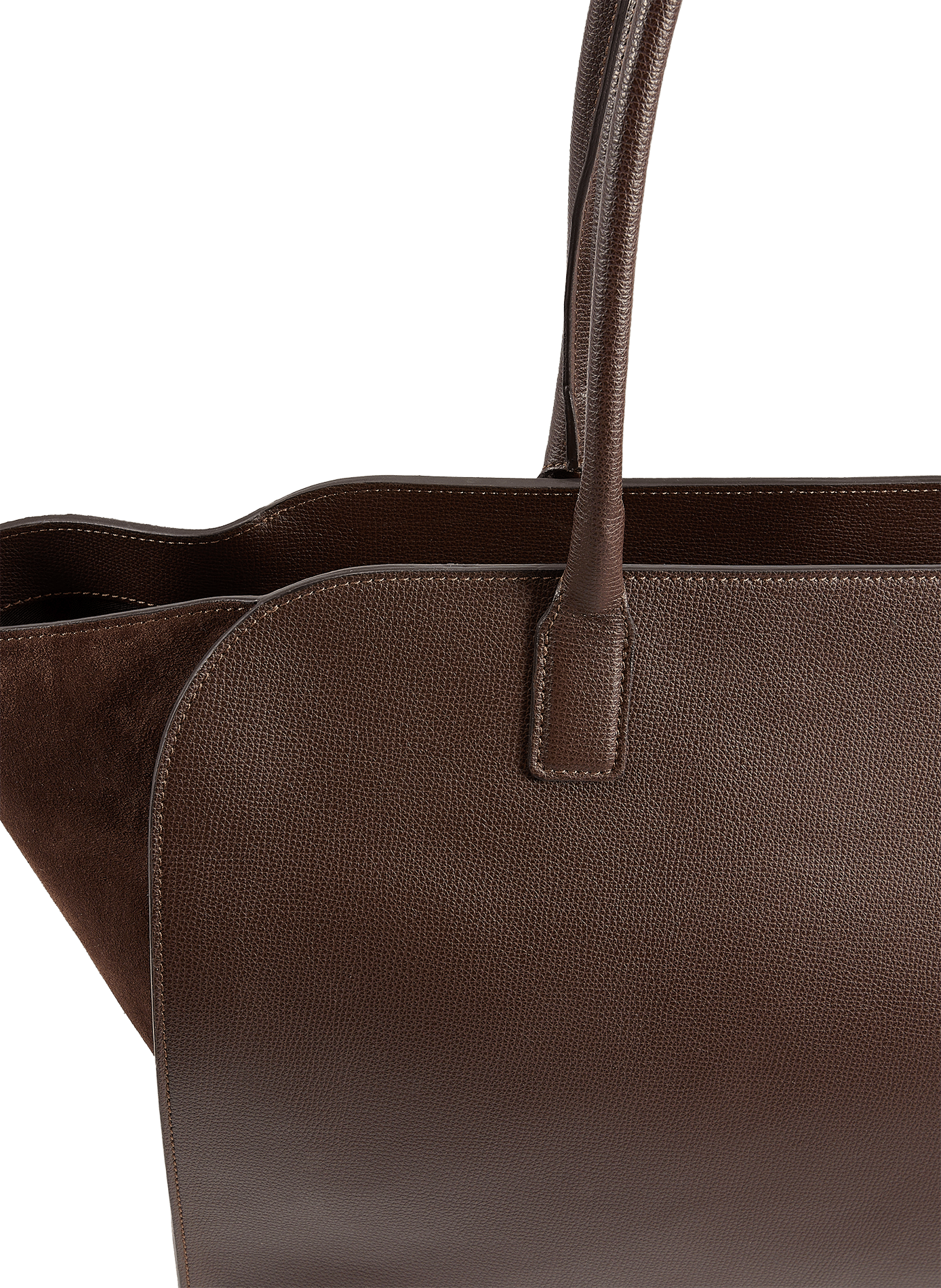 Ibiza grained leather tote bag with suede panel SAISON 1865 Brown