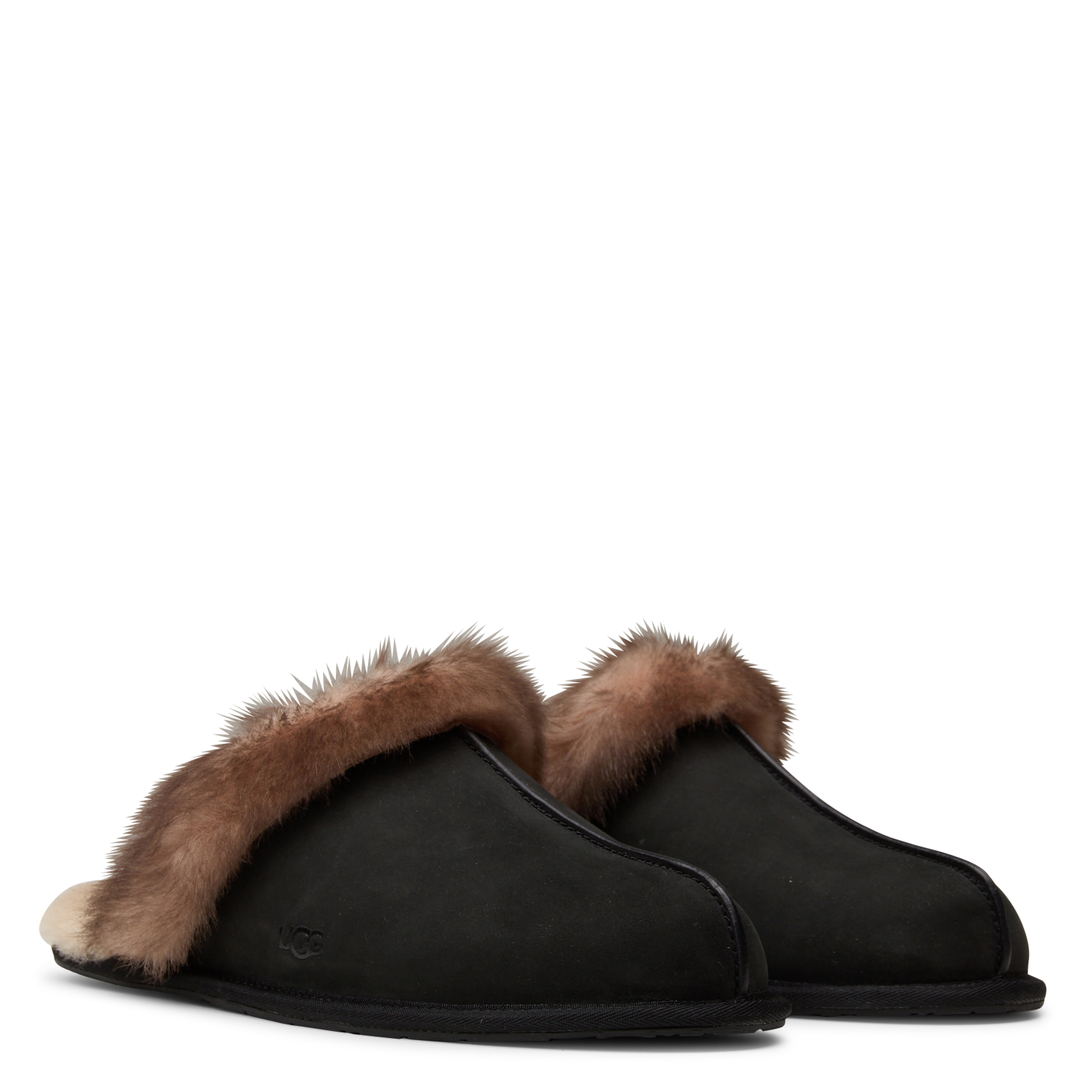 Chaussons fourrés en cuir mélangé UGG Noir
