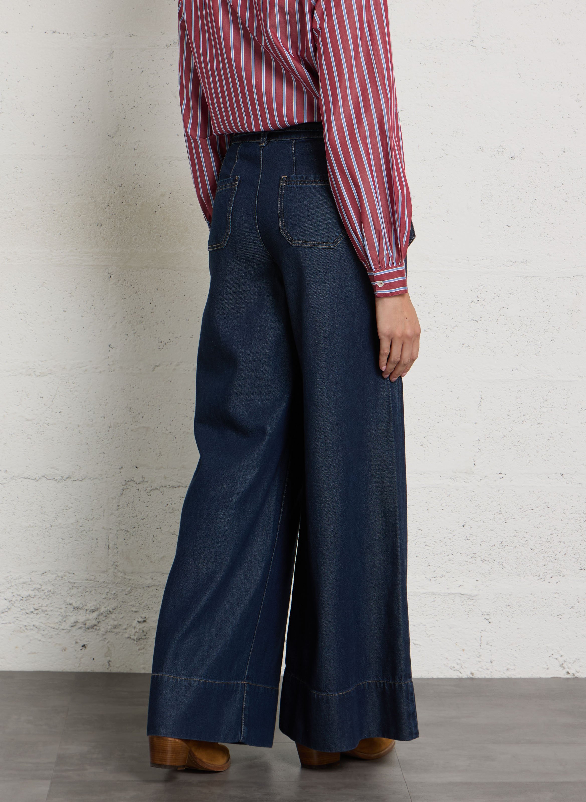 Pantalon denim large ceinturé MAISON 123 Bleu