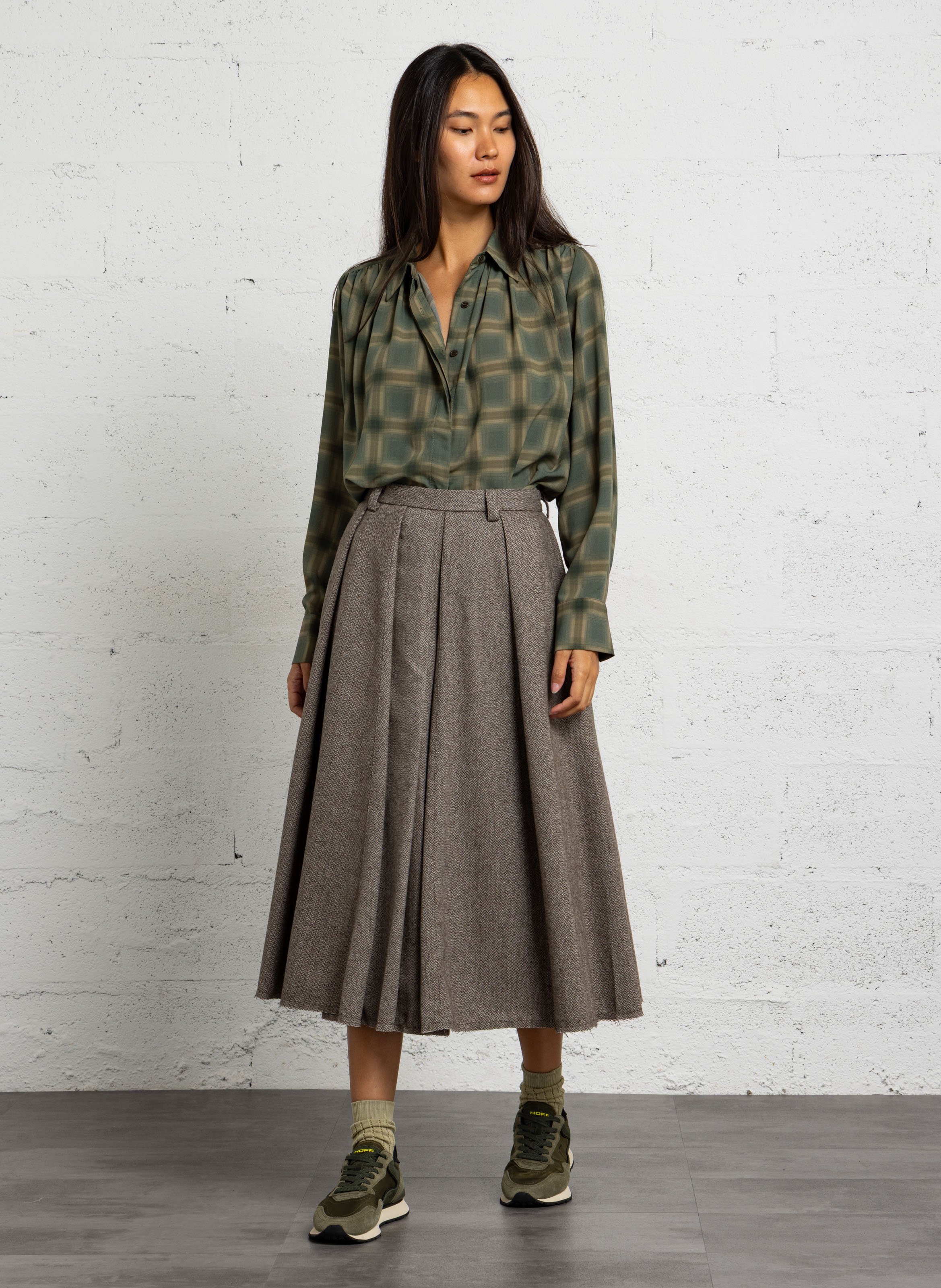 Chemise col classique à carreaux SEE U SOON Vert