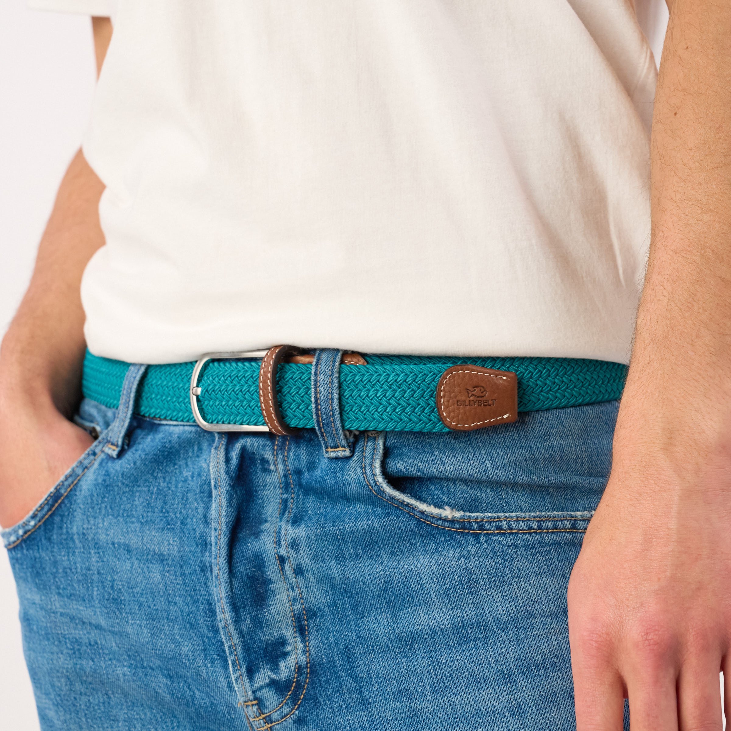 Solid Elastic Braided Belt BILLYBELT Blue
