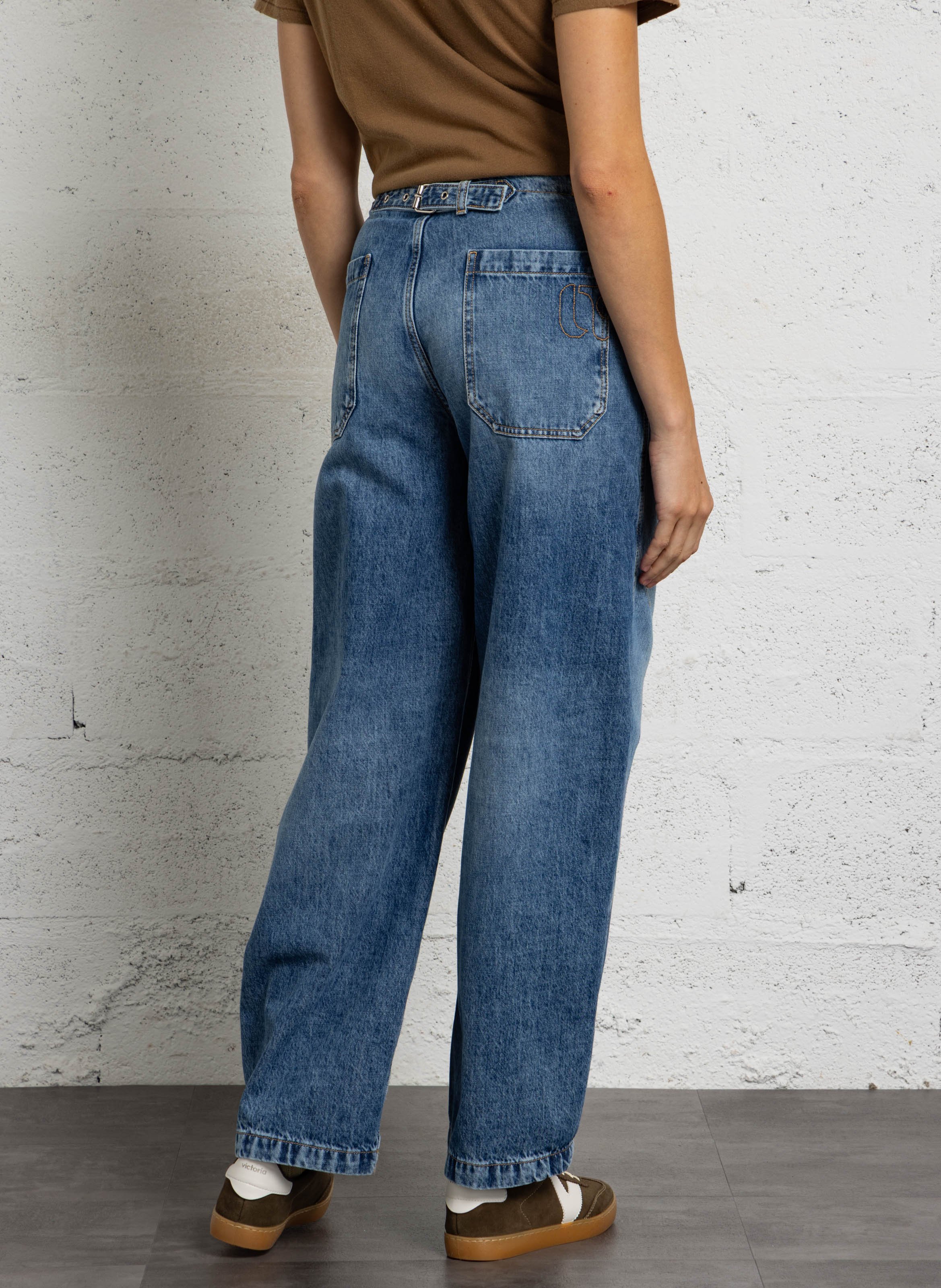 Weite Jeans, groß, Länge 34 LE TEMPS DES CERISES Blau
