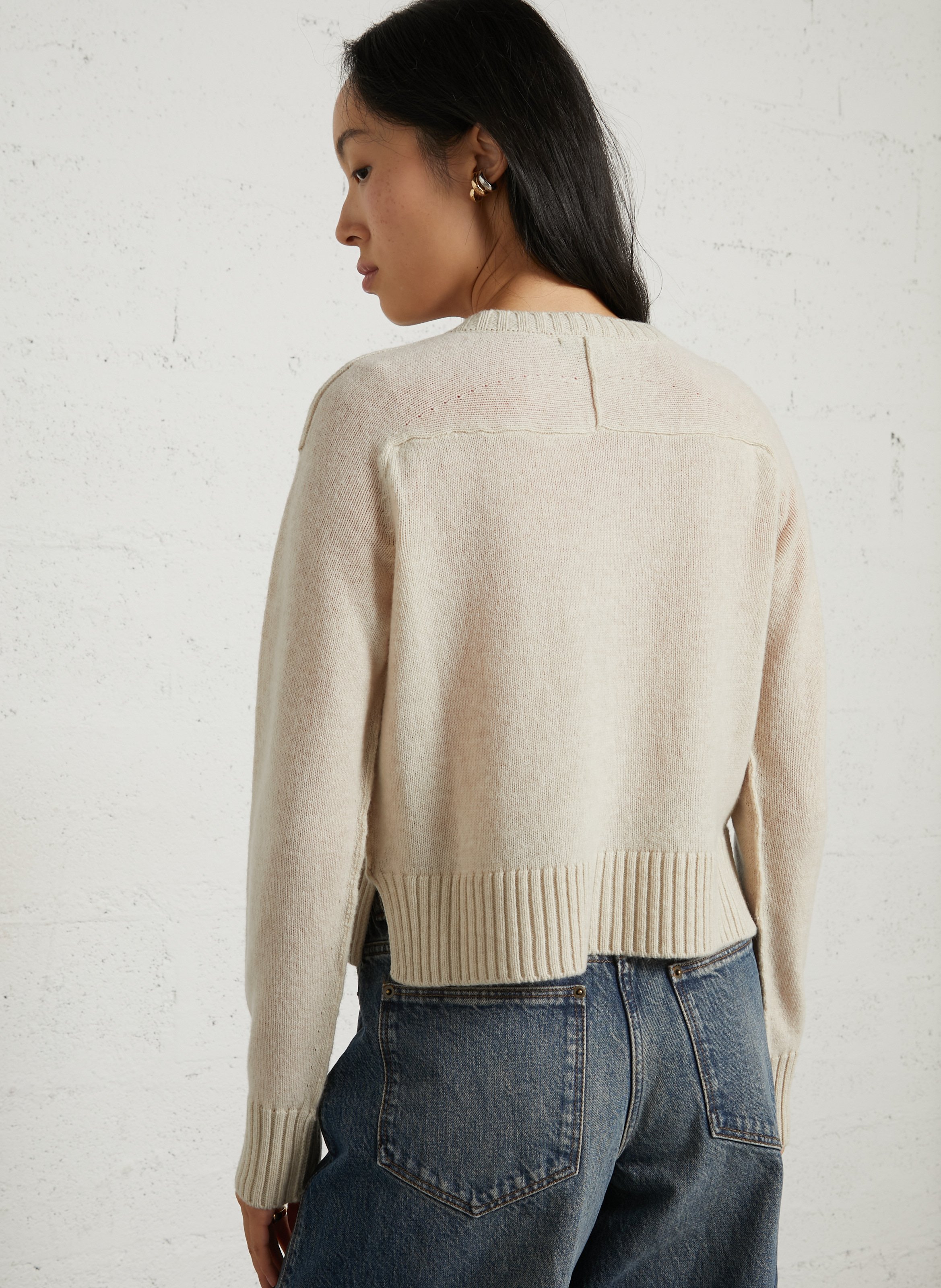Cardigan col rond droit en laine SOEUR Beige
