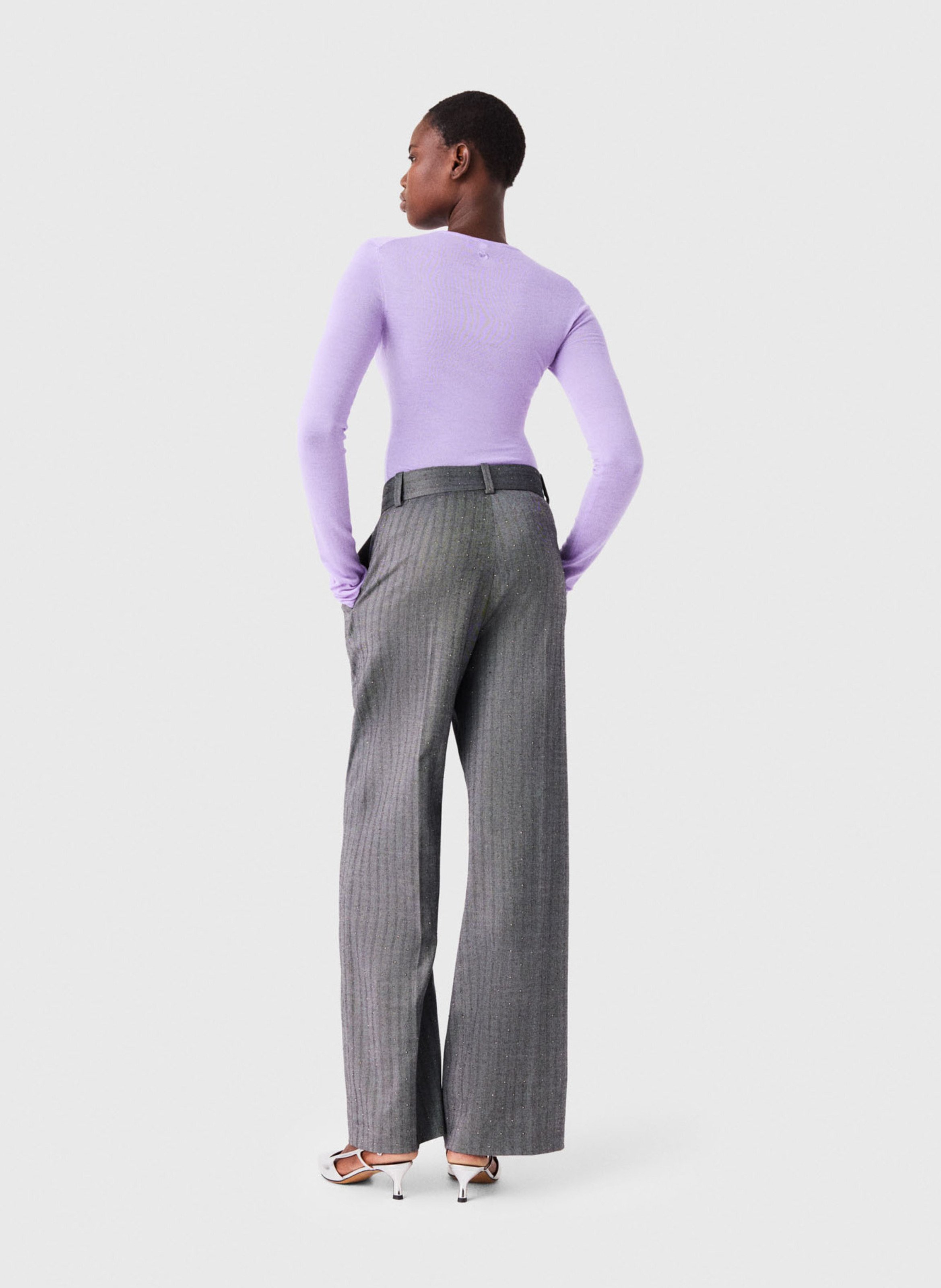 Wijde broek met plooien en lovertjes MAJE Grijs