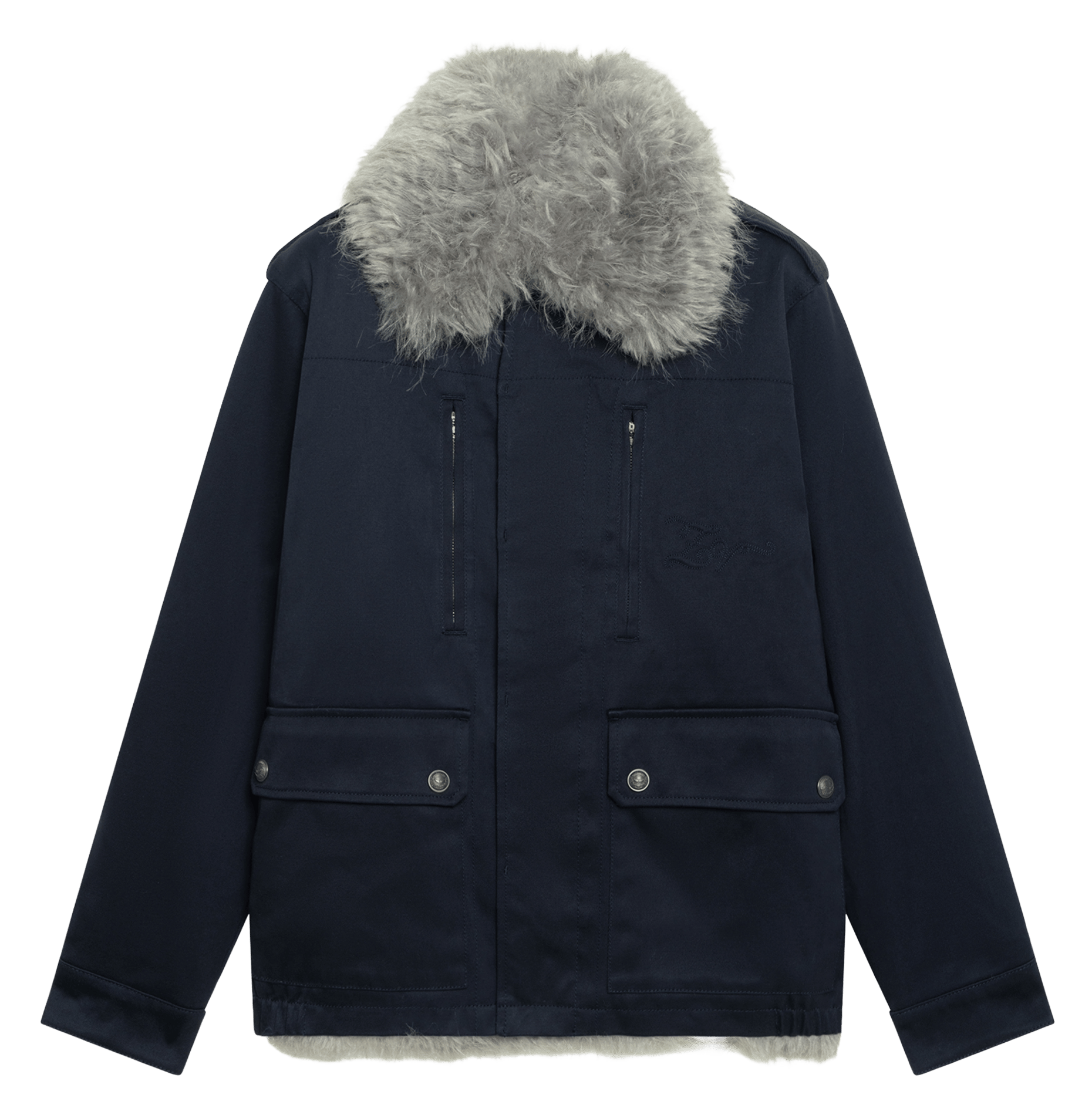 Manteau col effet fourrure en coton ZADIG&VOLTAIRE Bleu