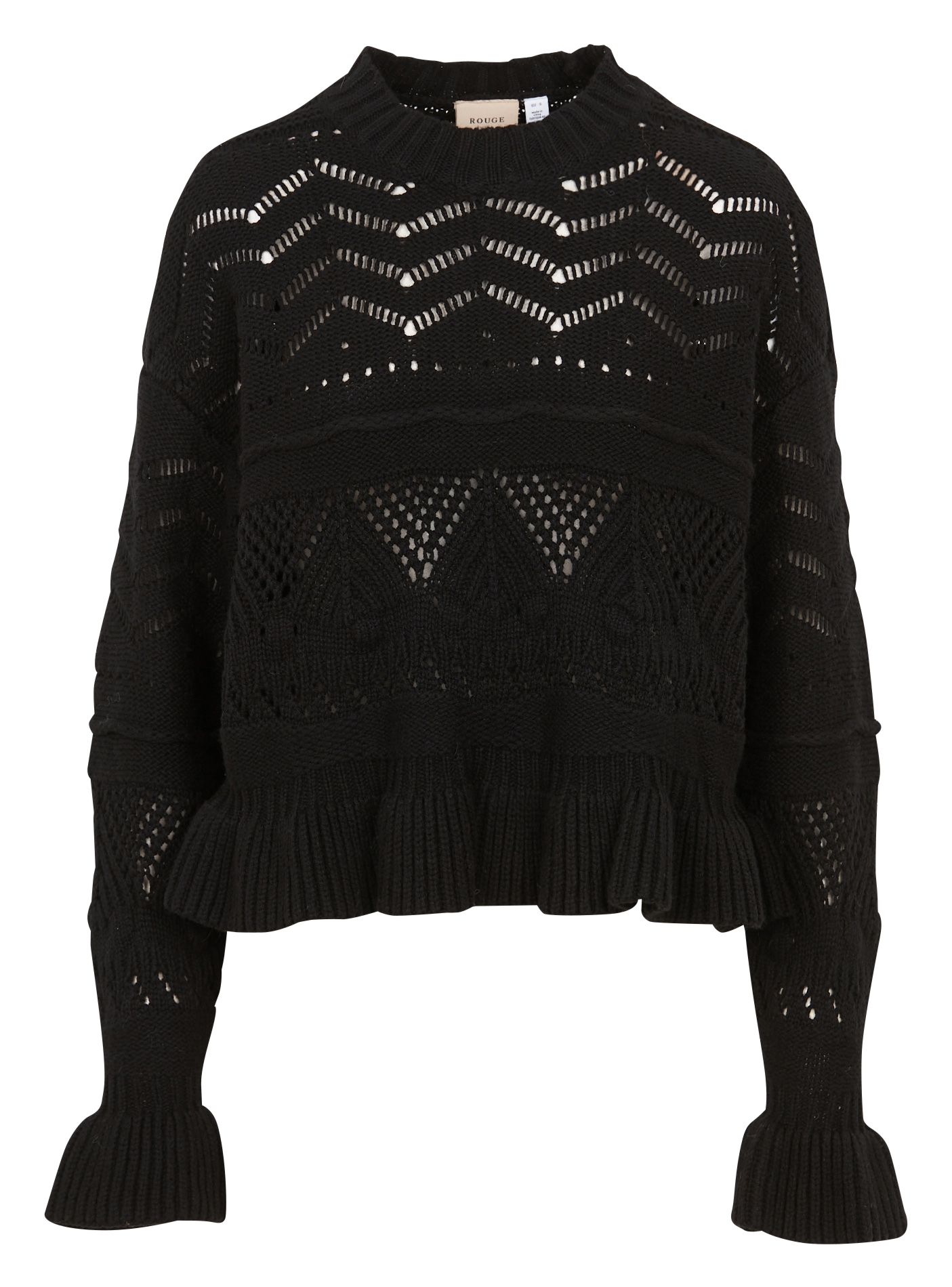 Pull droit col rond en coton et laine mélangé VILA Noir