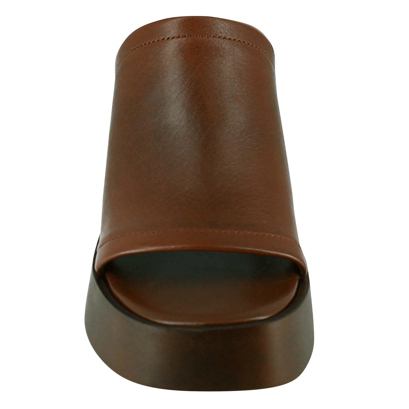 Leder-Mules mit Keilabsatz Braun