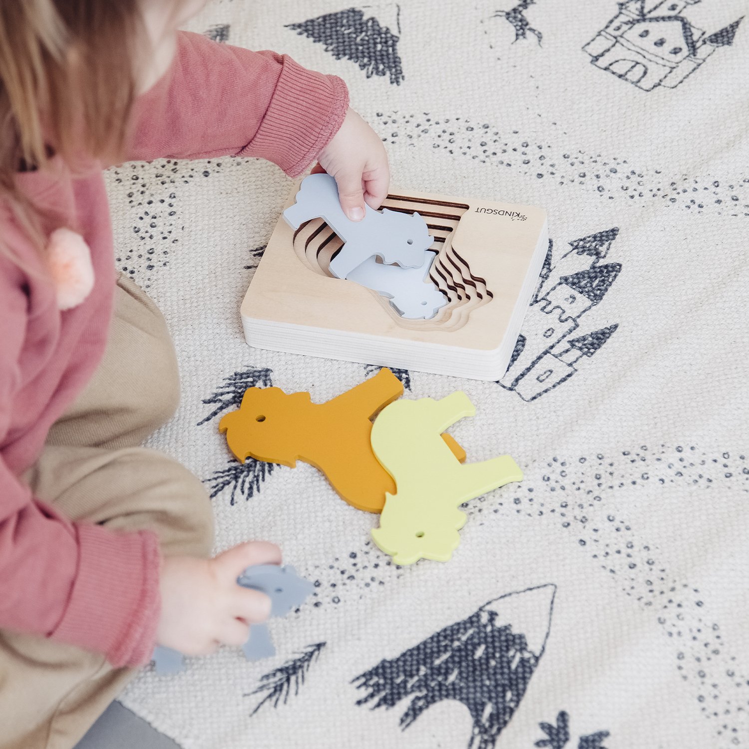 Wooden rabbit puzzle KINDSGUT Yellow