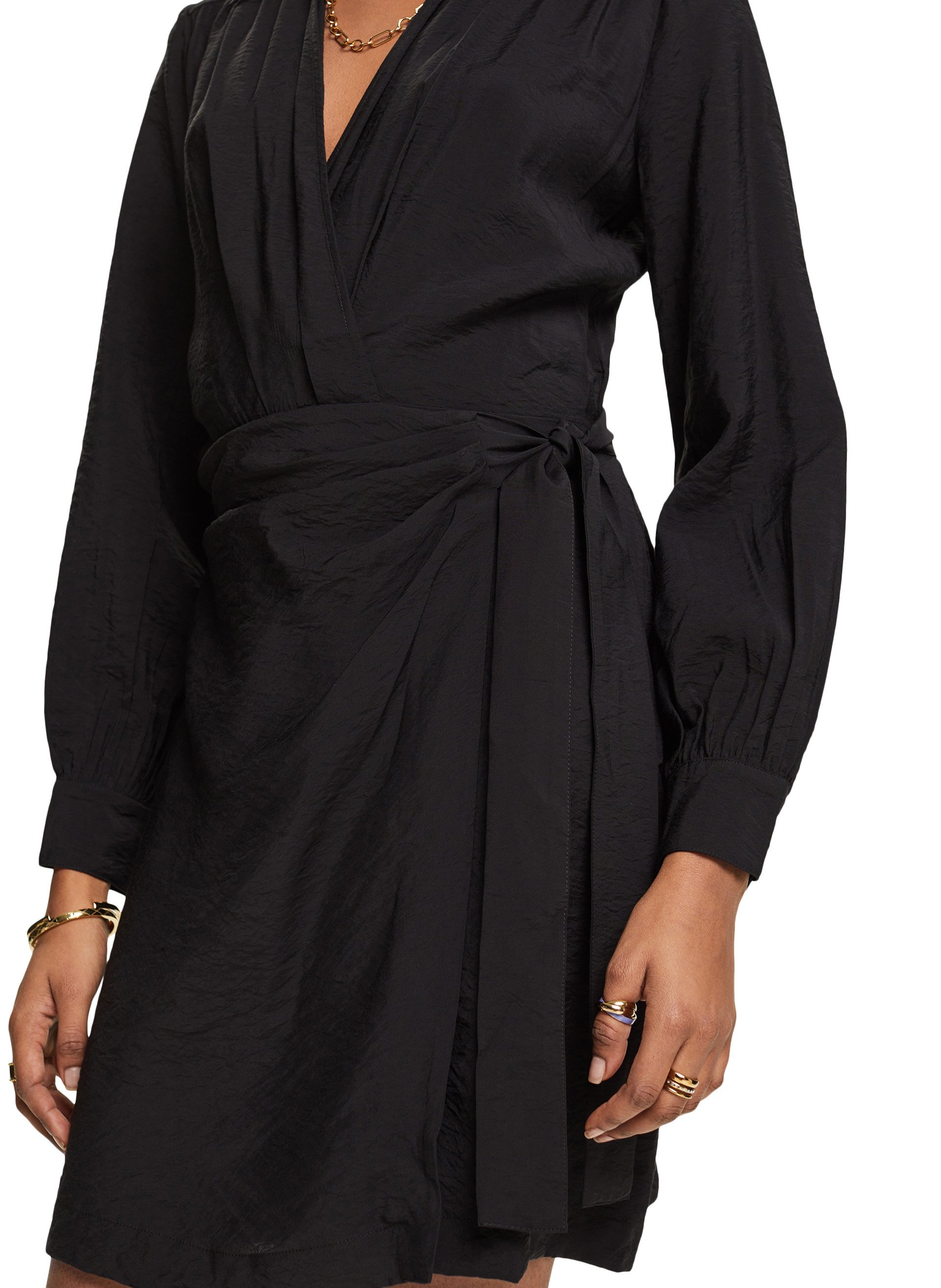 Robe courte portefeuille à col V ESPRIT Noir