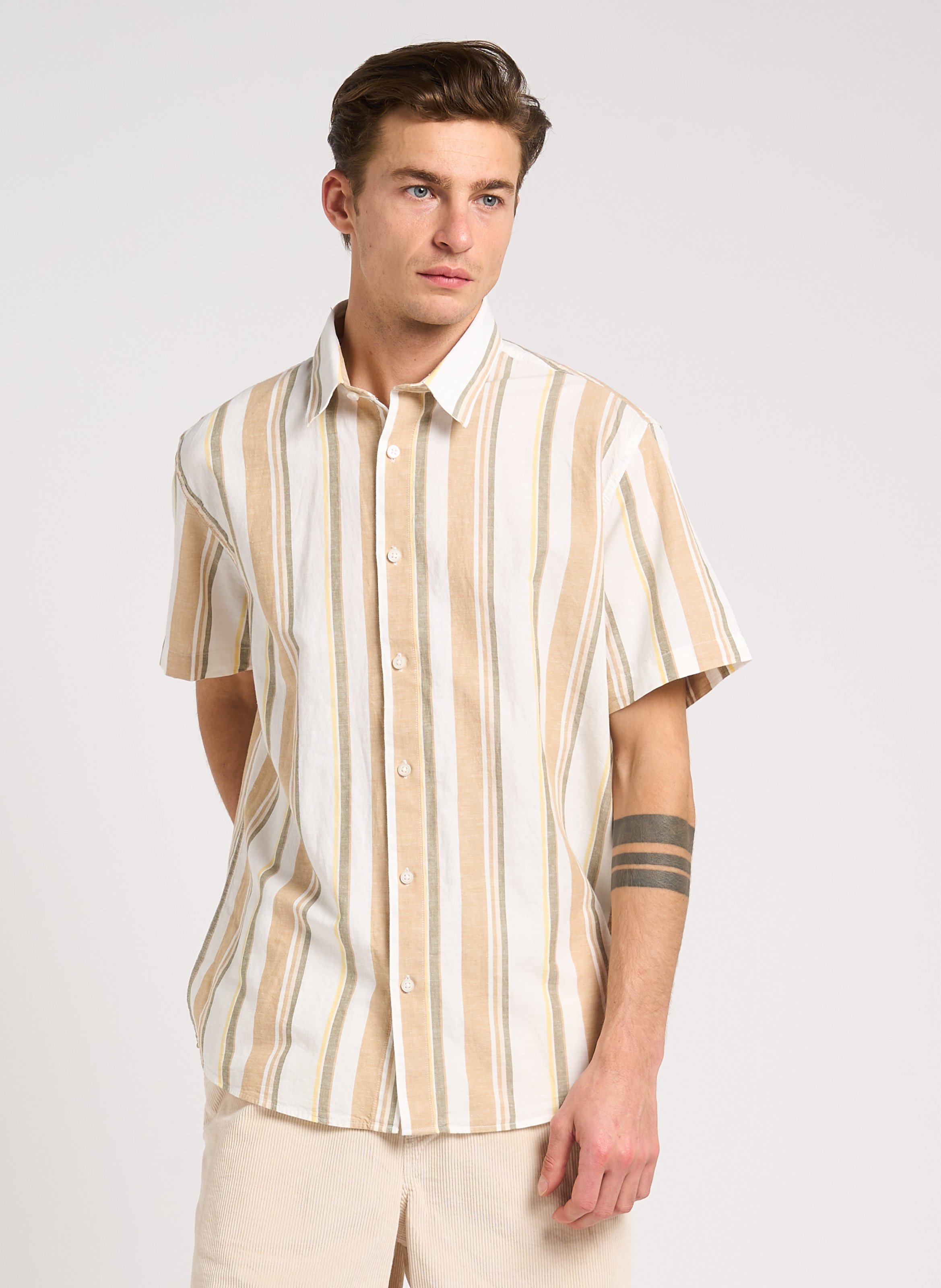 Printed cotton-blend shirt  SELECTED Brown