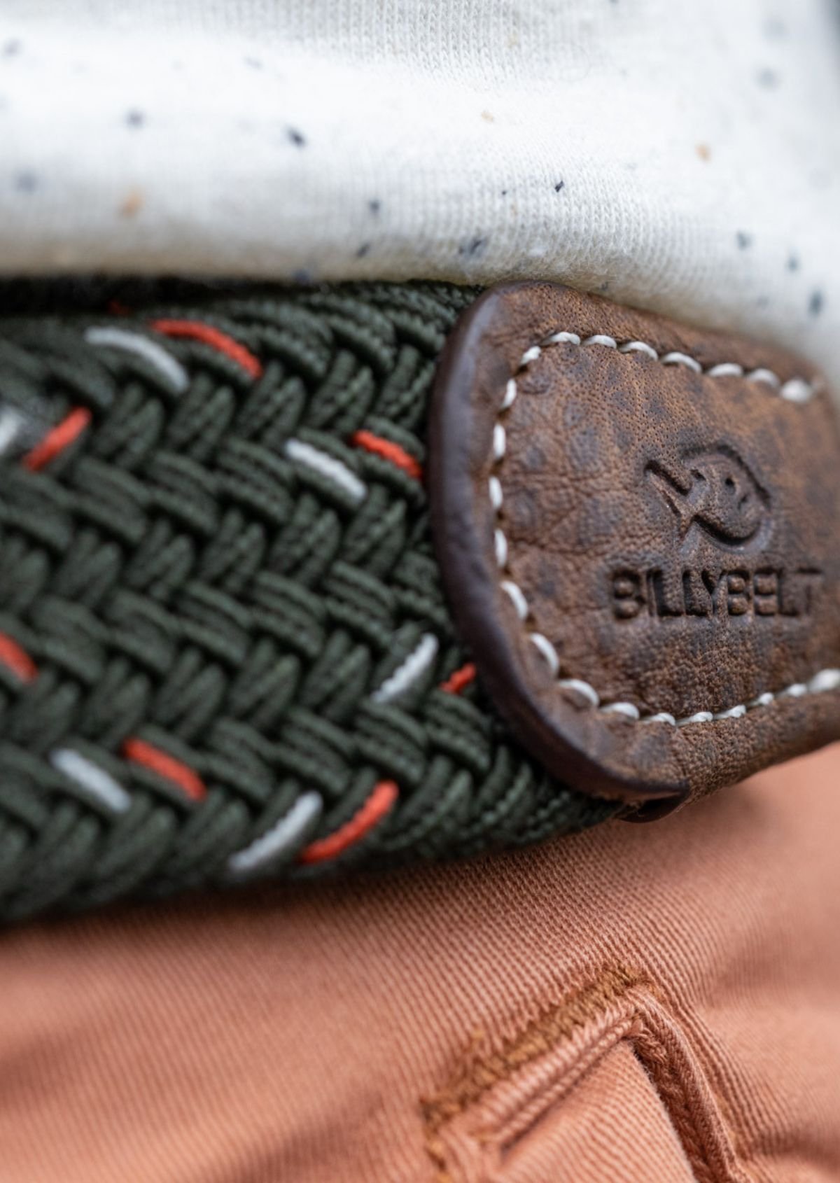 Multicolored braided elastic belt BILLYBELT Green