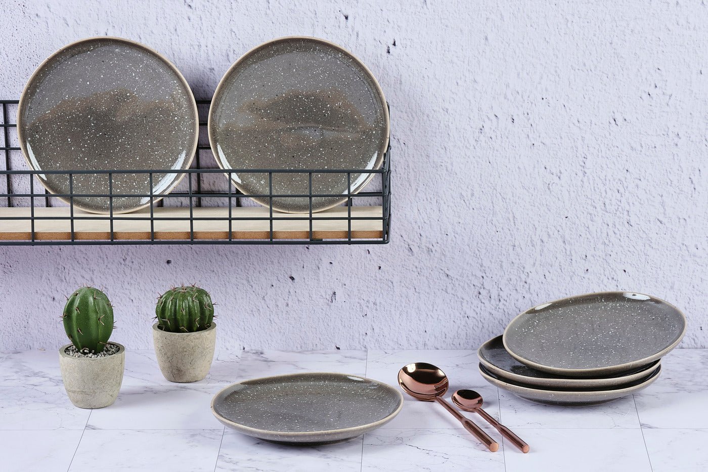 Stellar concrete gray ø22cm plate - 6 pieces BJORN Grey