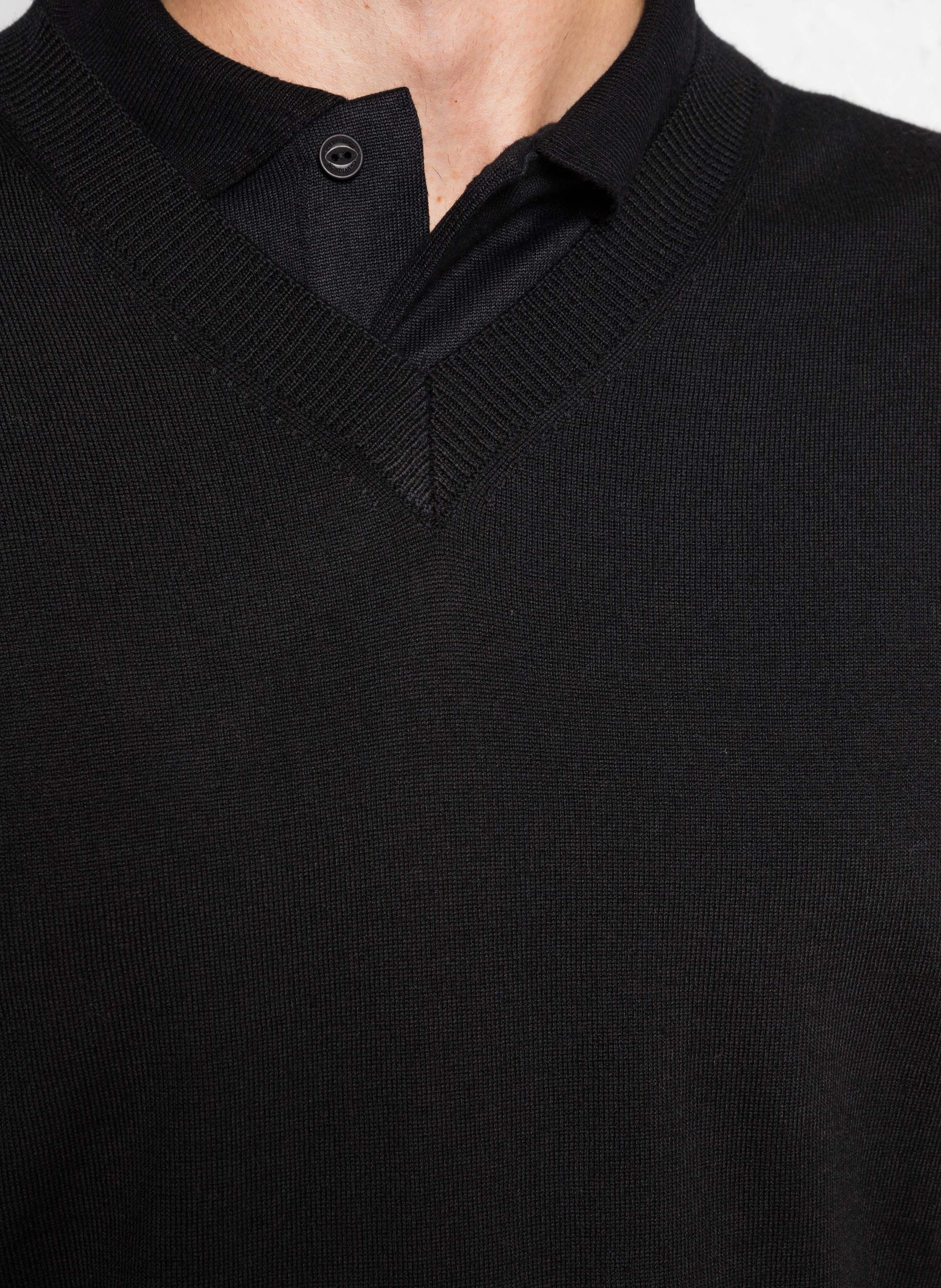 Regular-fit V-neck wool sweater AU PRINTEMPS PARIS Black