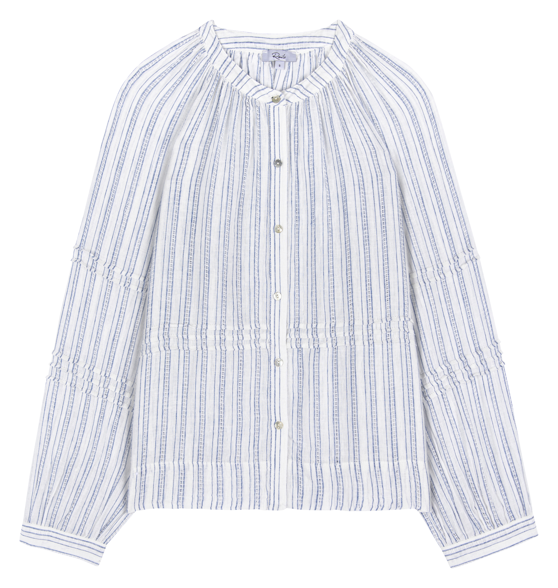 Round-neck linen-blend shirt RAILS Blue