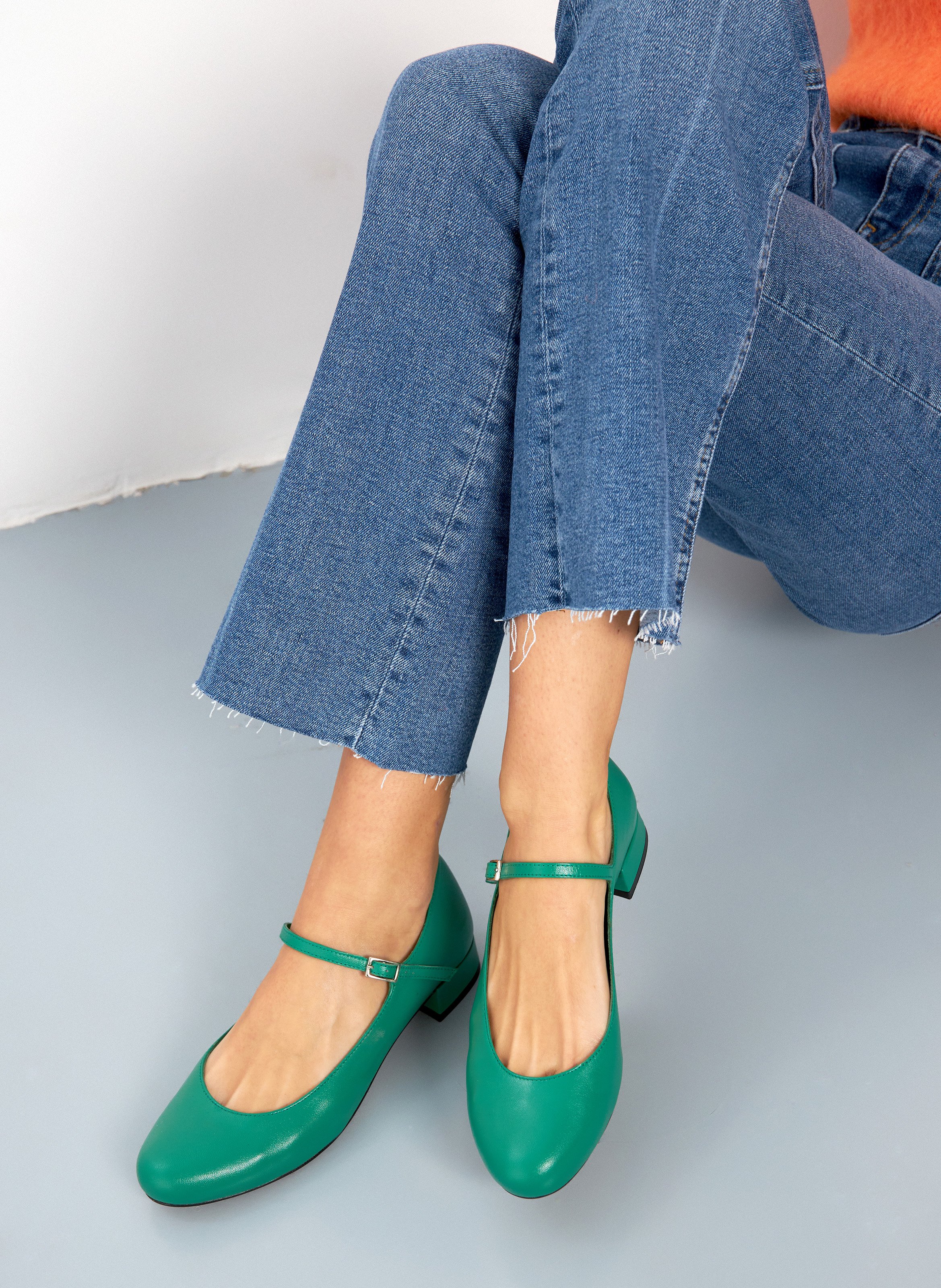 Ballerines en cuir AUGUSTA Vert