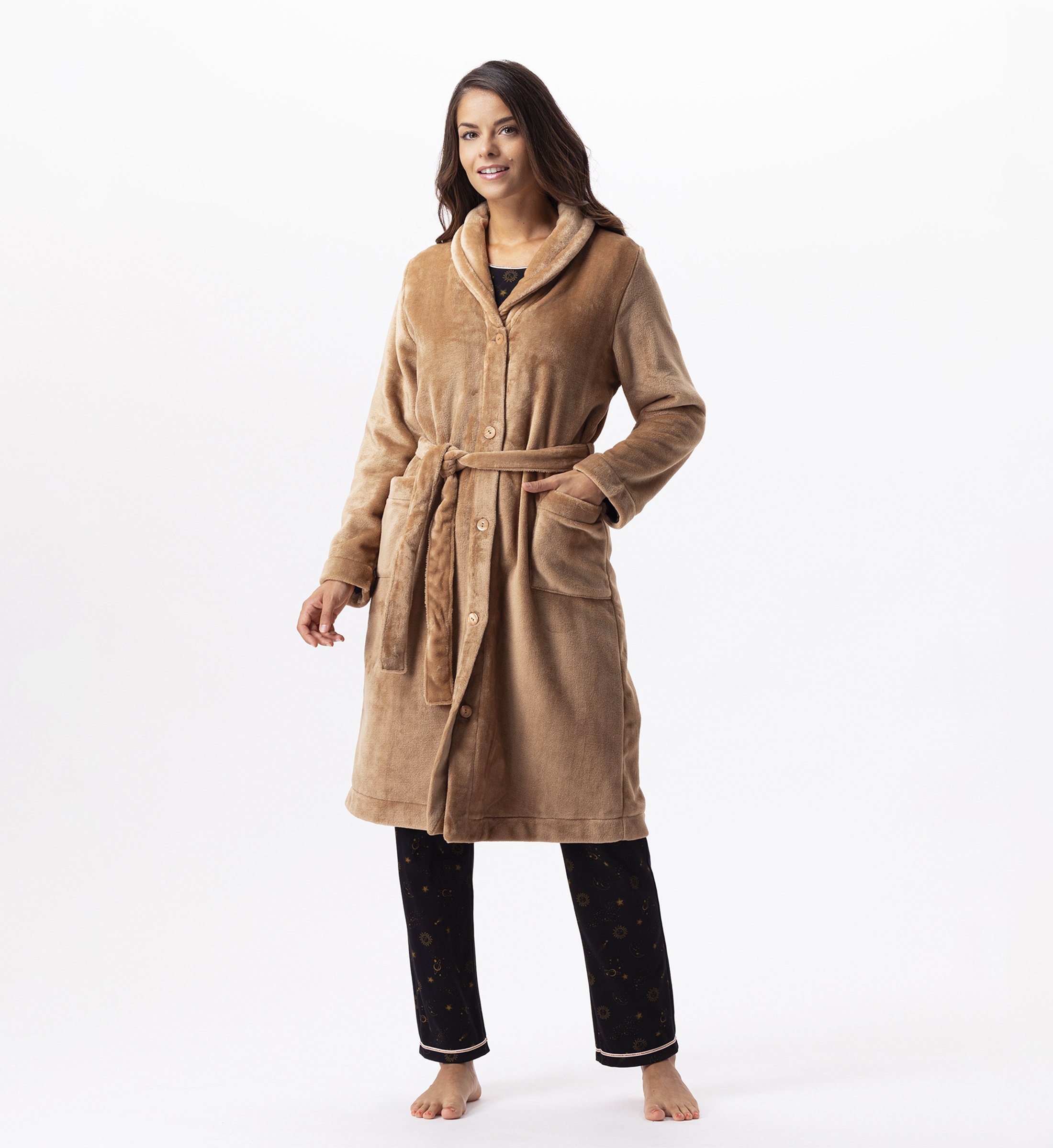 Plush flannel robe LE CHAT Brown