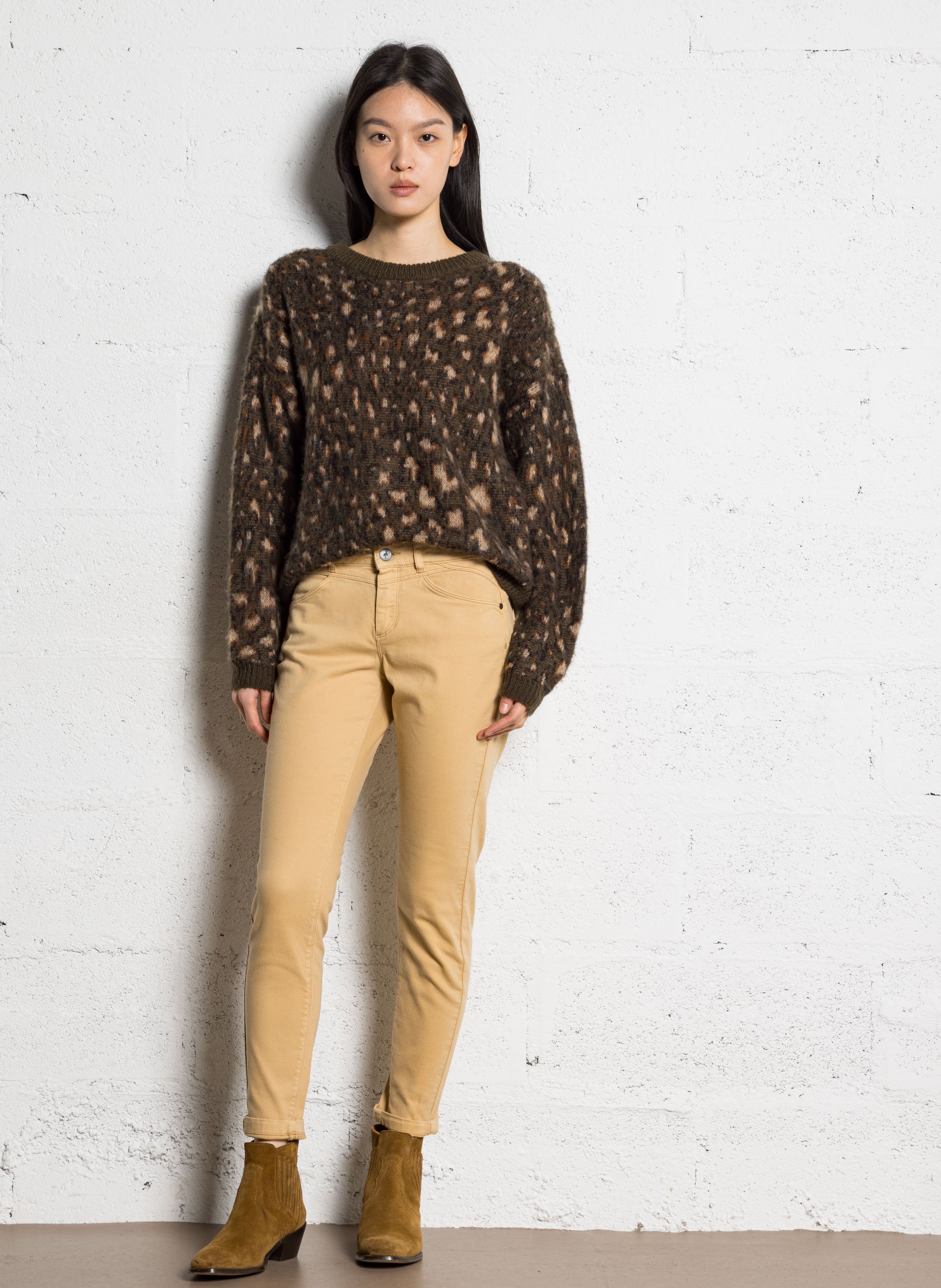 Slim fit jeans effen ONE STEP Bruin