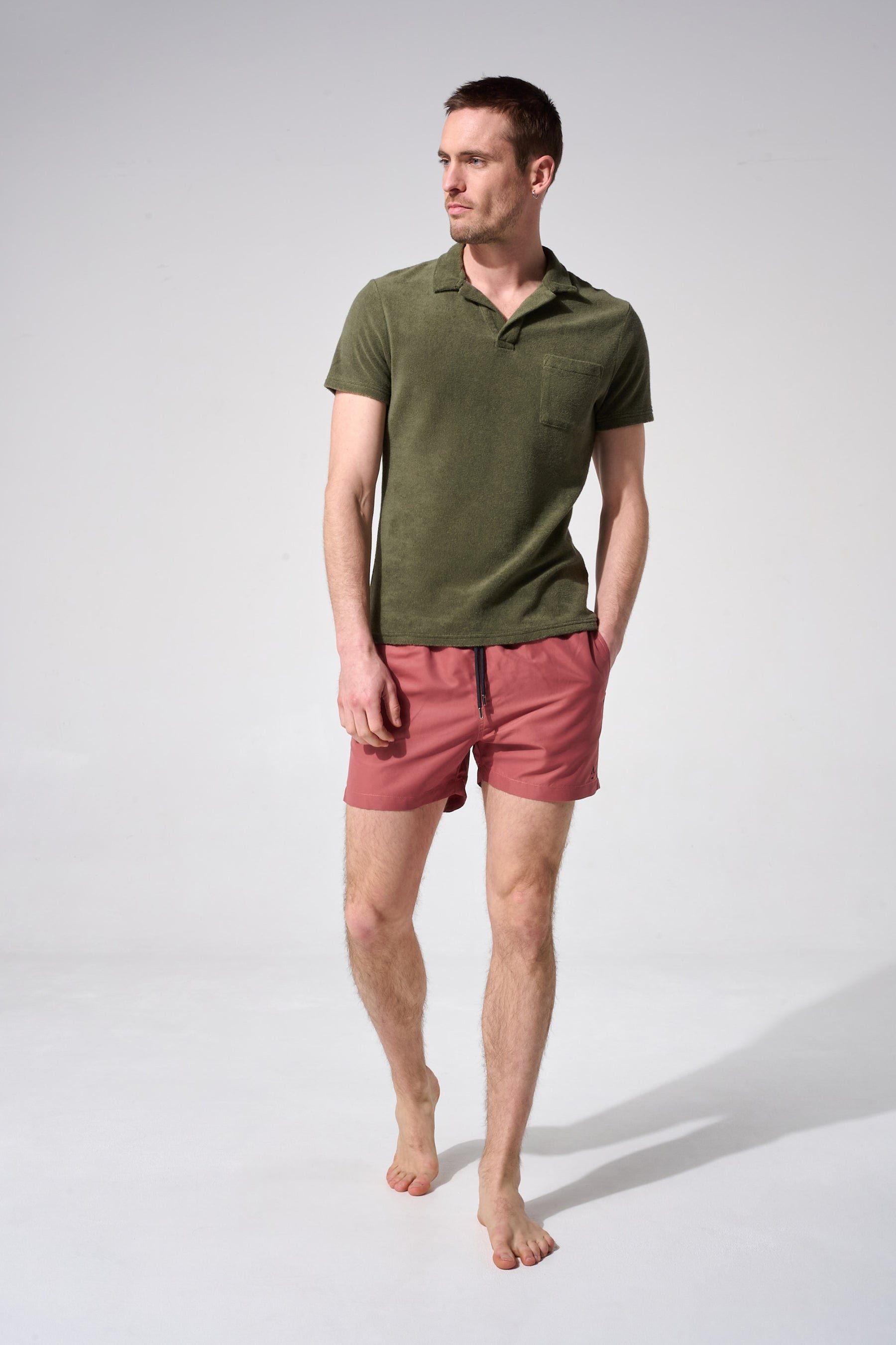 Short-sleeved polo shirt with lapel collar APNEE Khaki