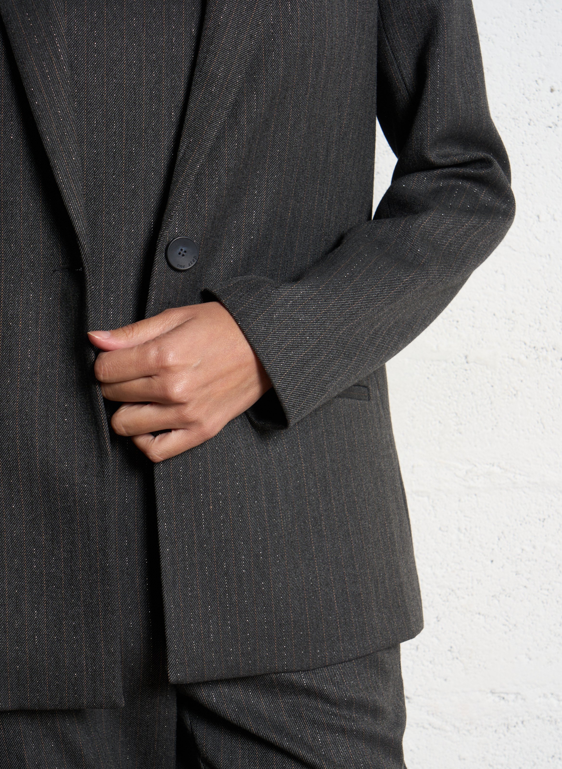 Straight striped tailored jacket ONE STEP Grey