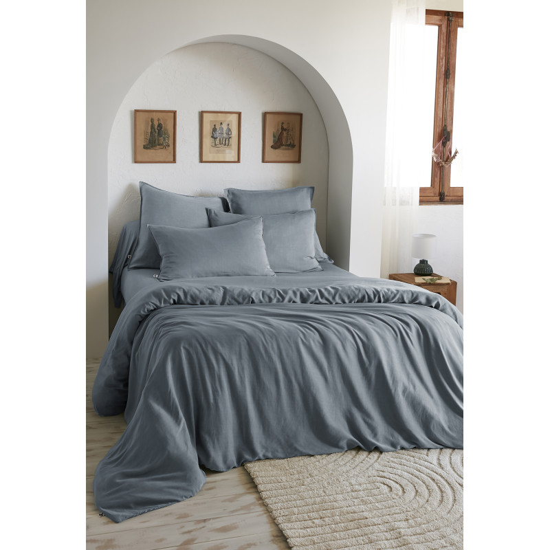 "Lysandre" duvet cover, all sizes, made of lyocell, butterfly effect L'EFFET PAPILLON Grey
