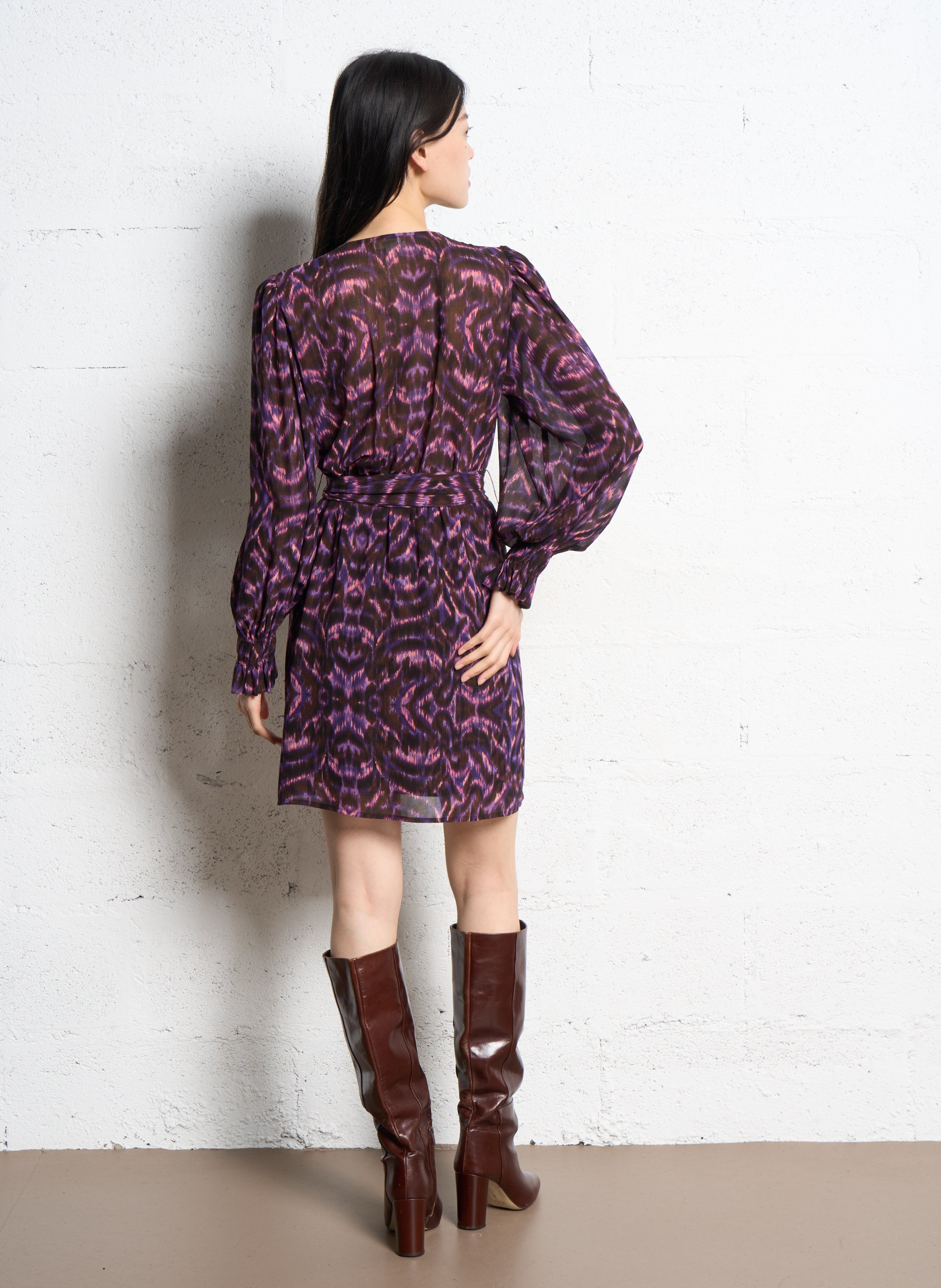 Robe courte cintrée col V SUNCOO Violet