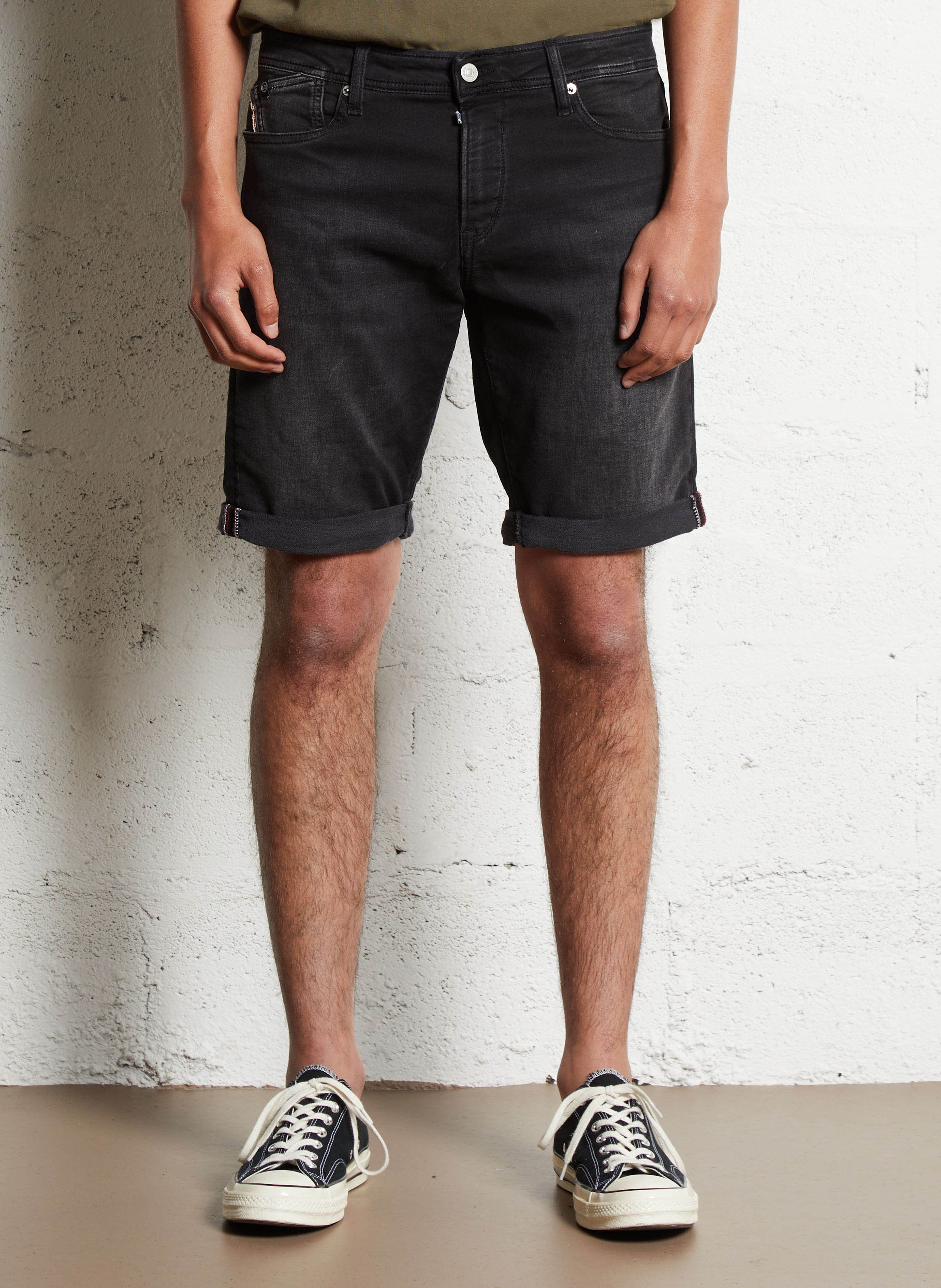 Bermuda en denim de coton mélangé LE TEMPS DES CERISES Noir