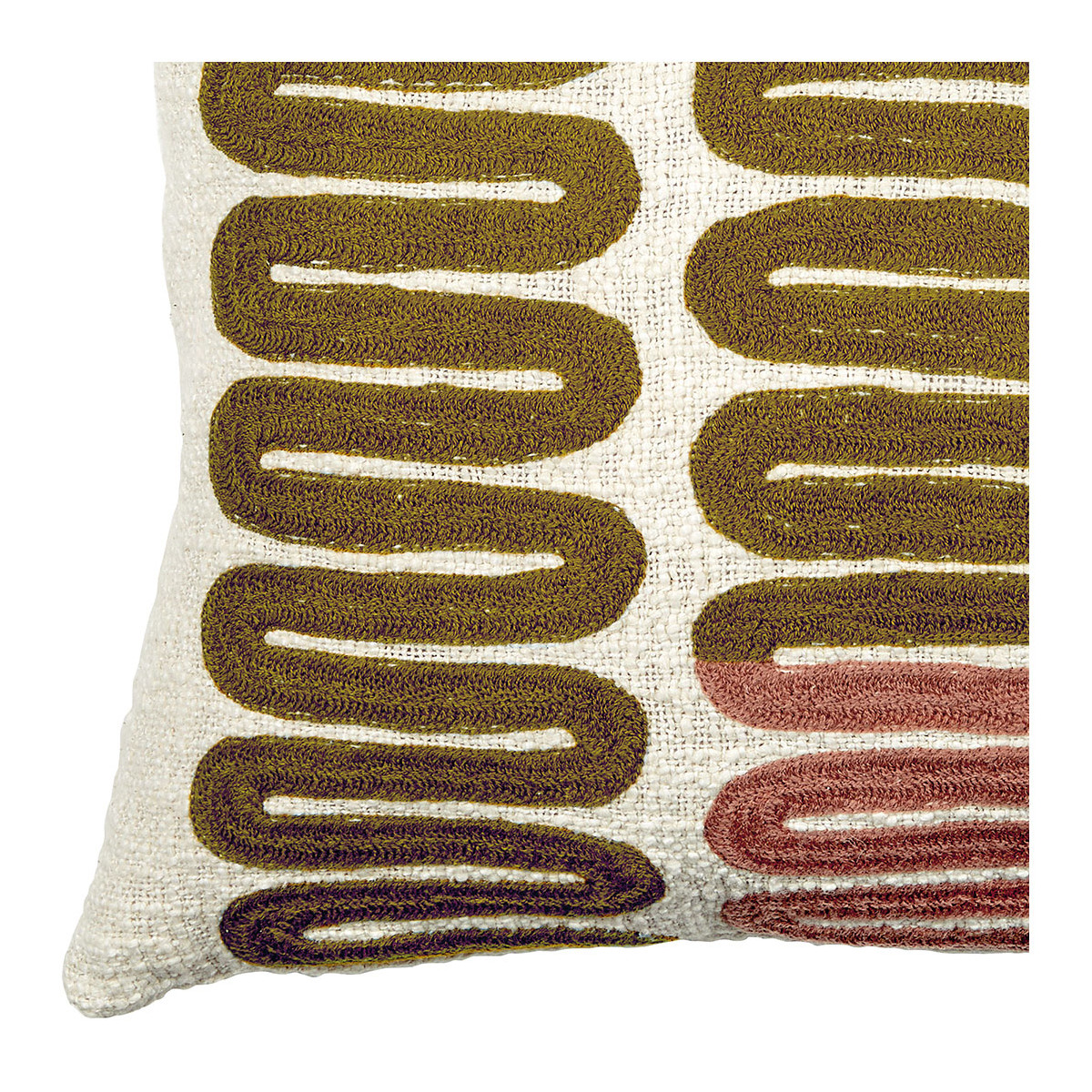 Embroidered polycotton cushion cover BLANC D'IVOIRE Multicolored