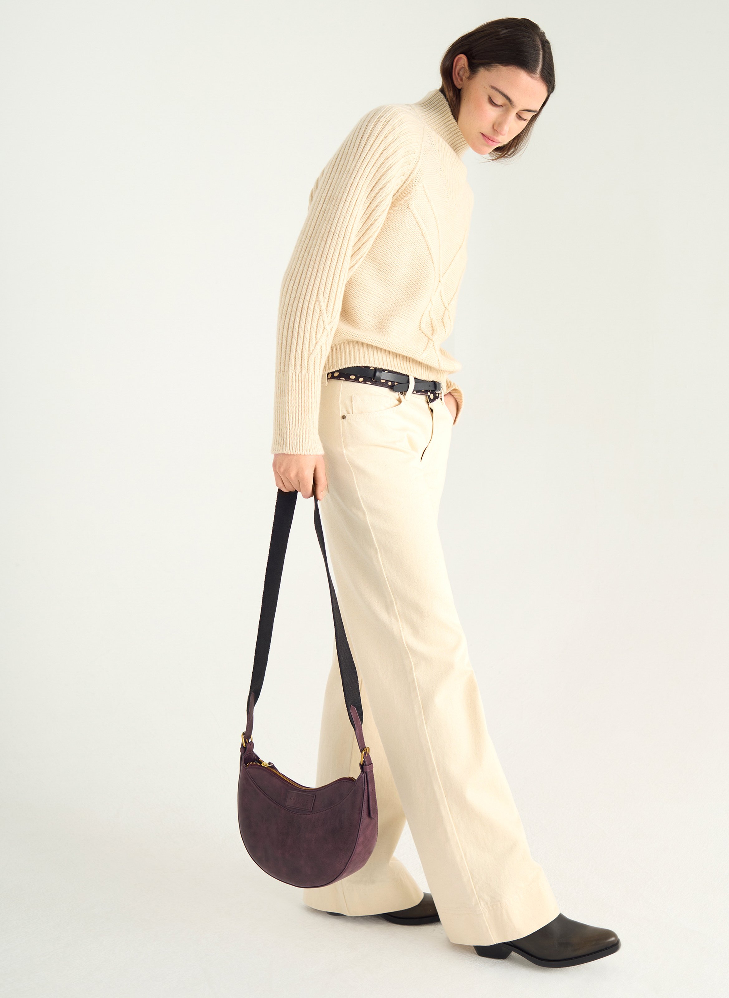 Magenta - Pullover mit Stehkragen, aus Wollmix ACOTE Weiss