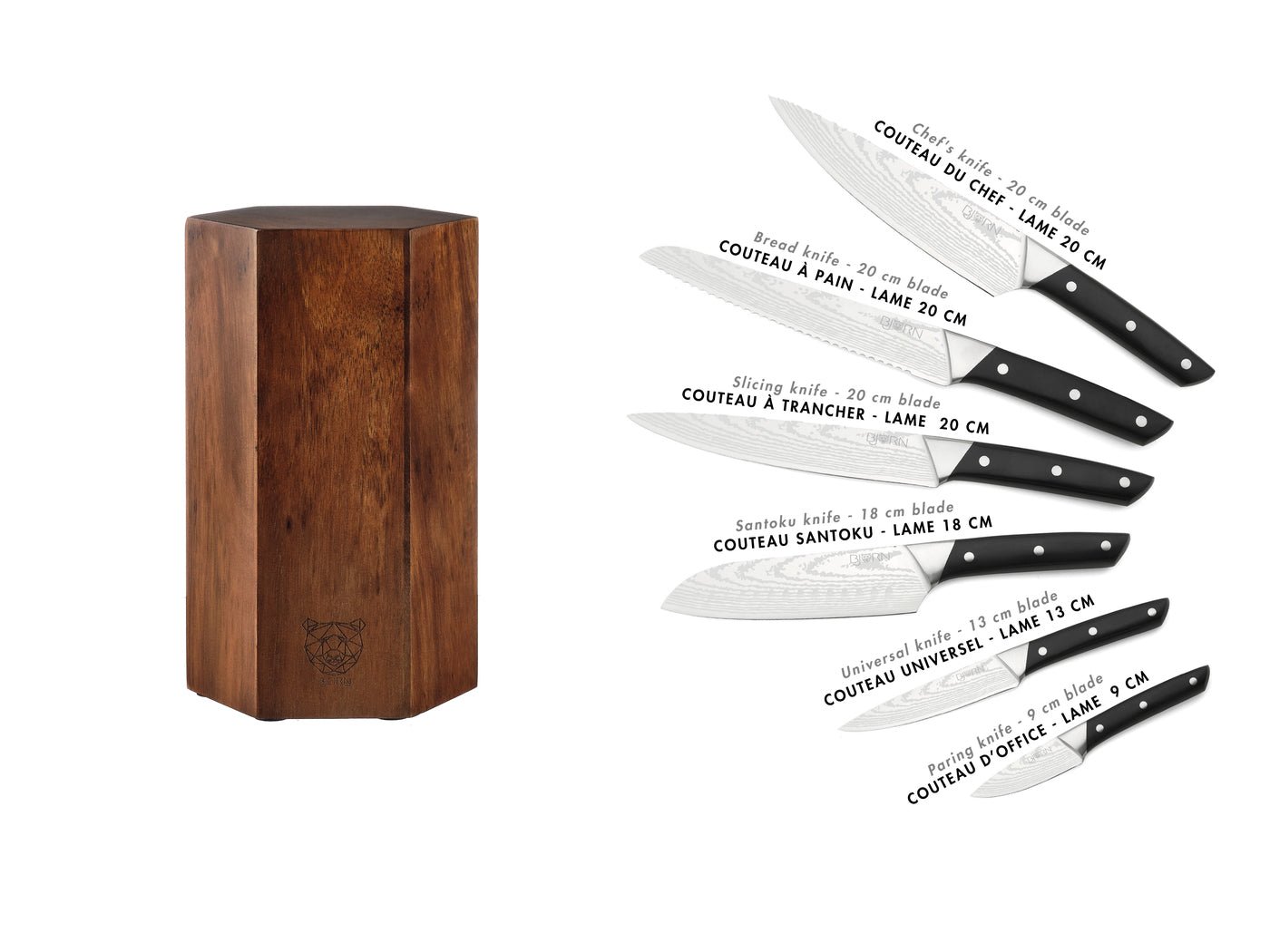 Erling Imatra kitchen knife set - 7 pieces BJORN Black