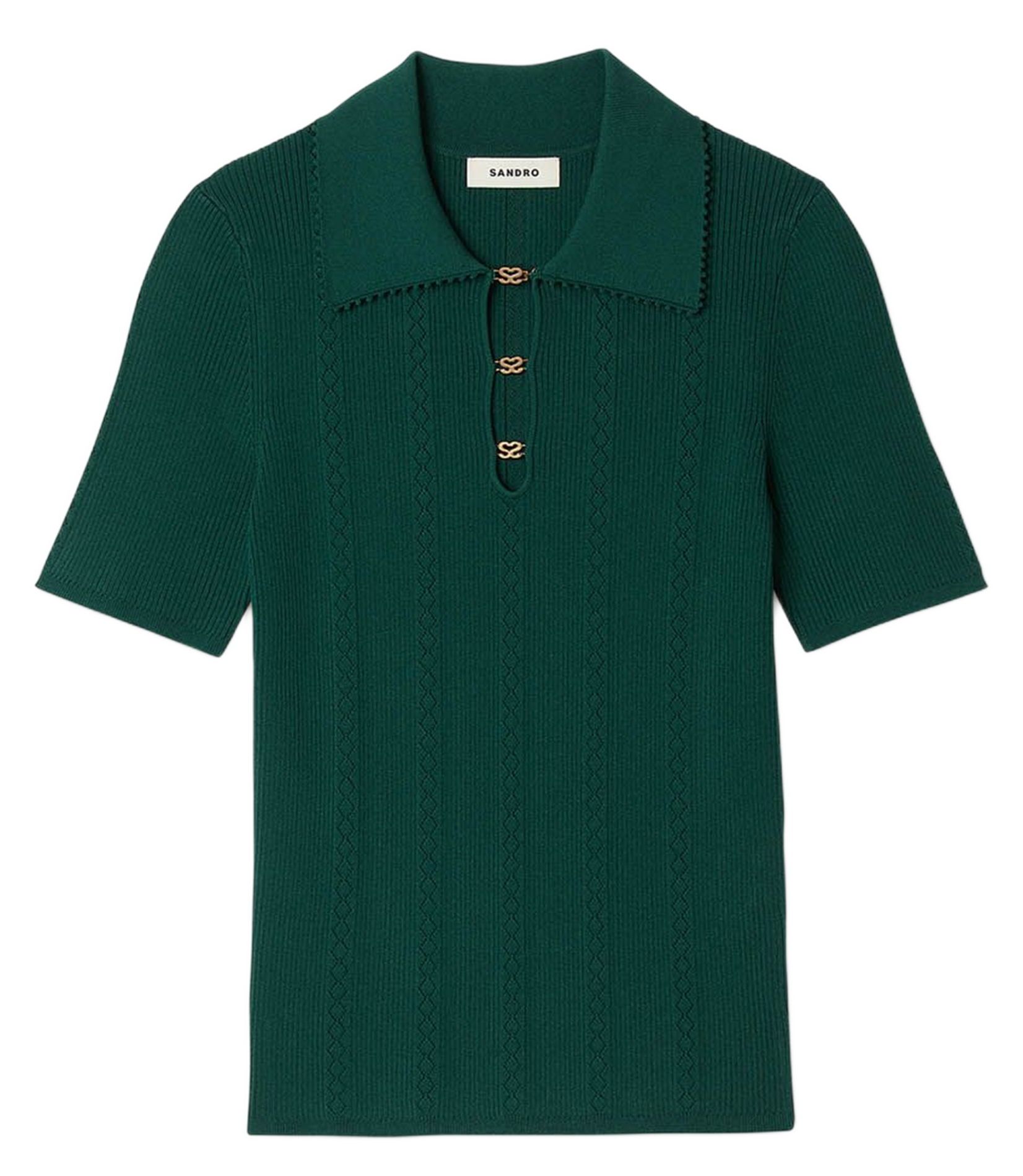 Ribbed short sleeve polo SANDRO Green