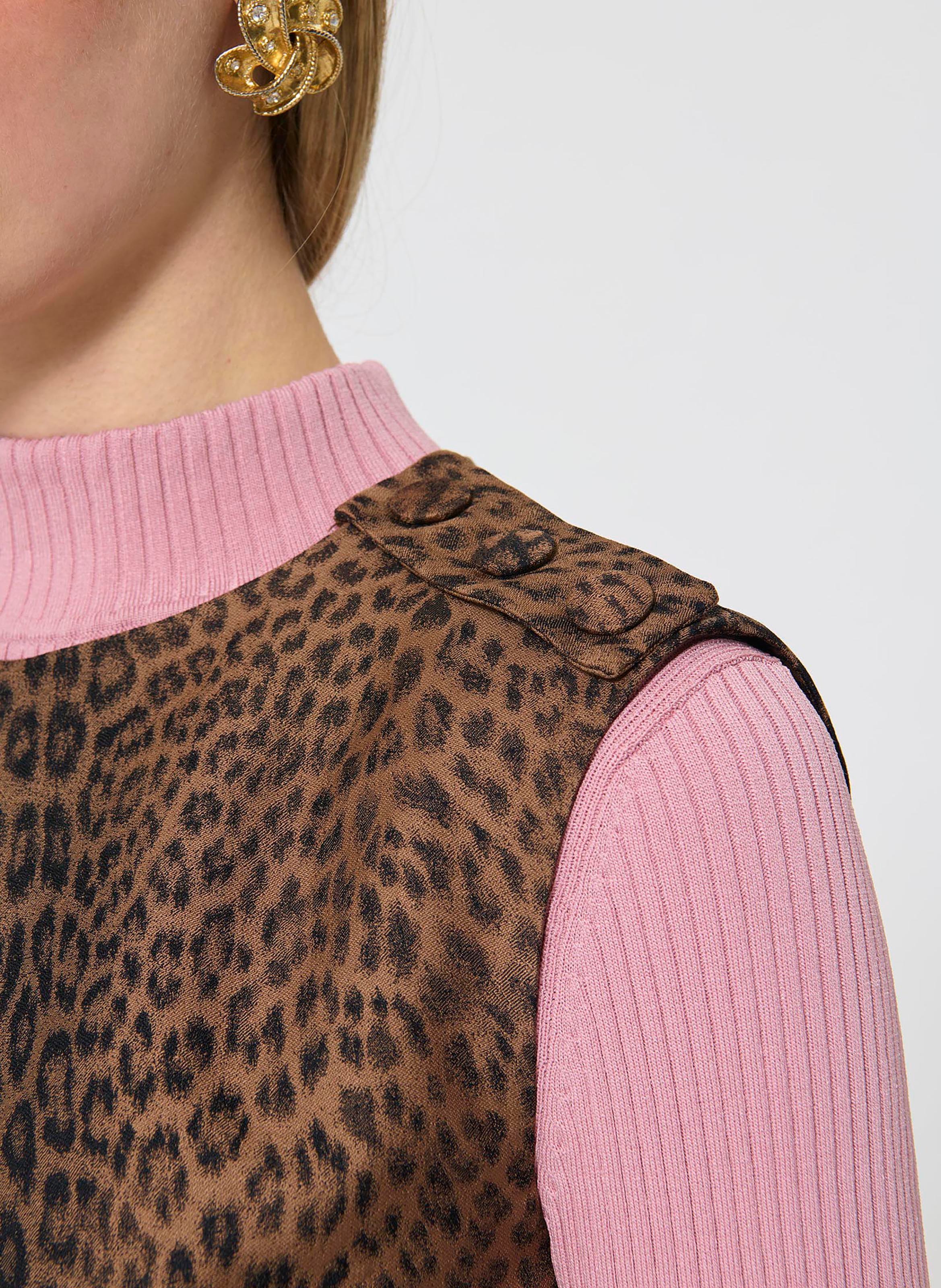 Robe courte col rond imprimée TARA JARMON Marron