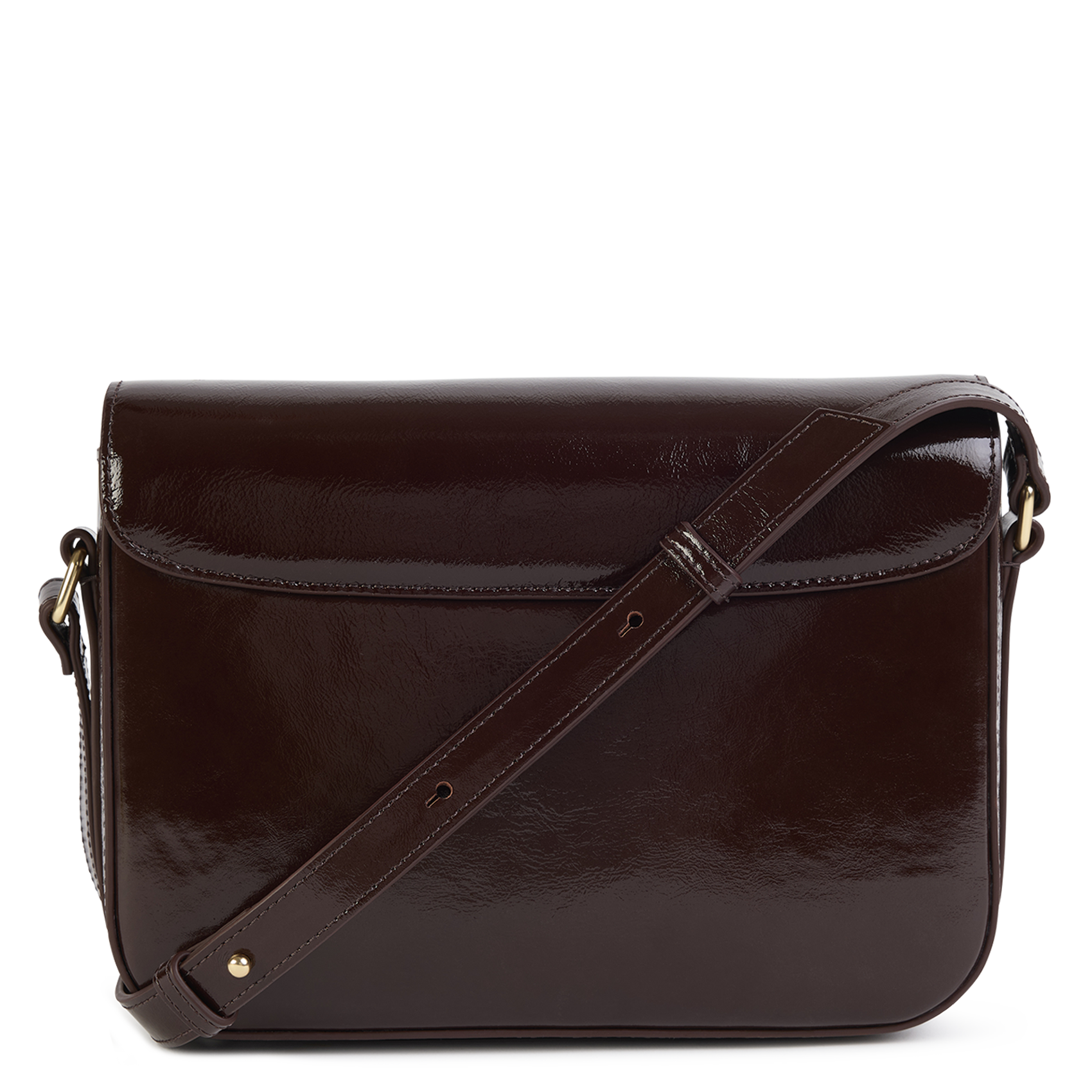 Leder-Umhängetasche mit Umschlag NAT & NIN Braun