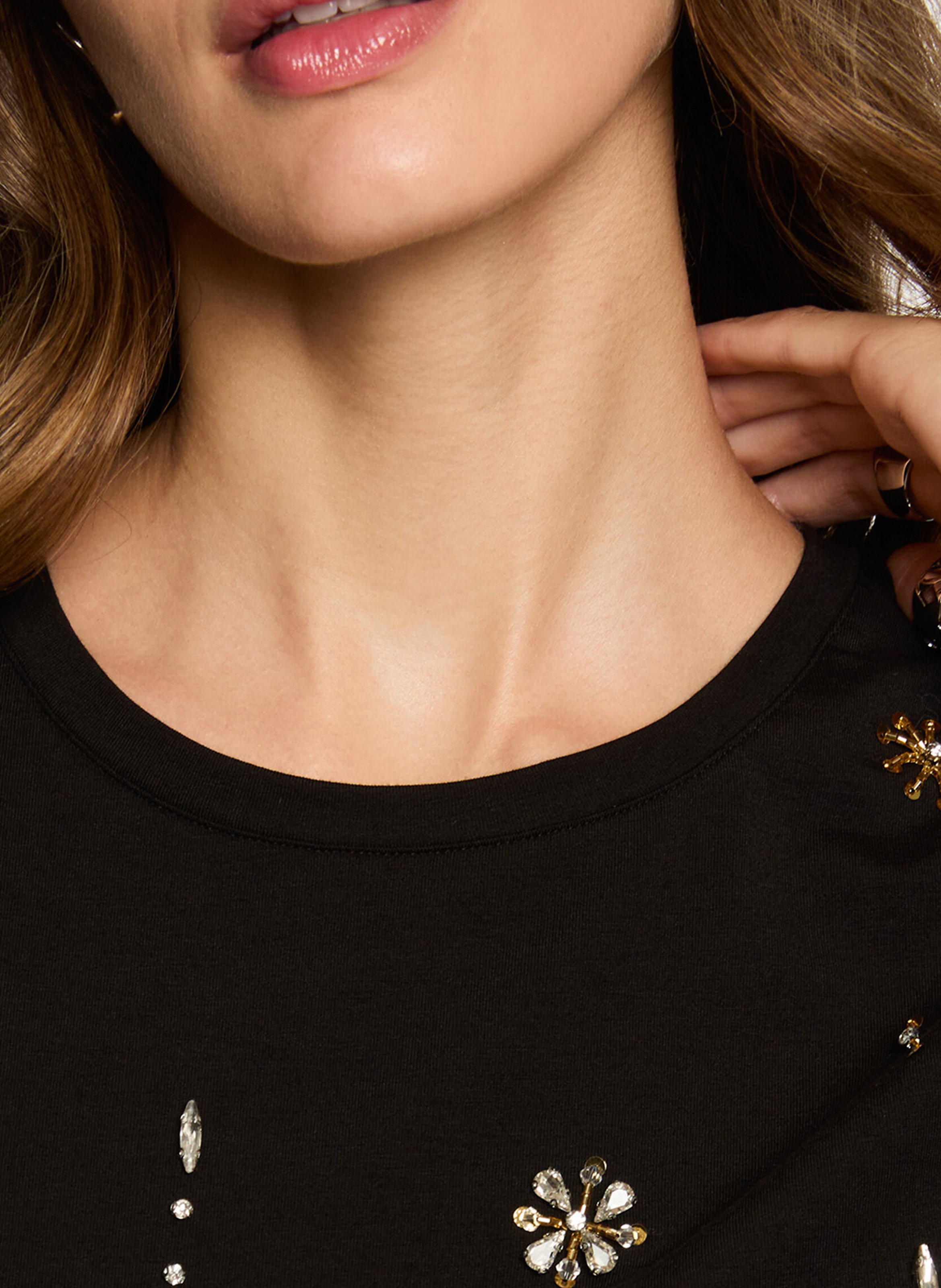 Tee-shirt col rond en coton mélangé MORGAN Noir