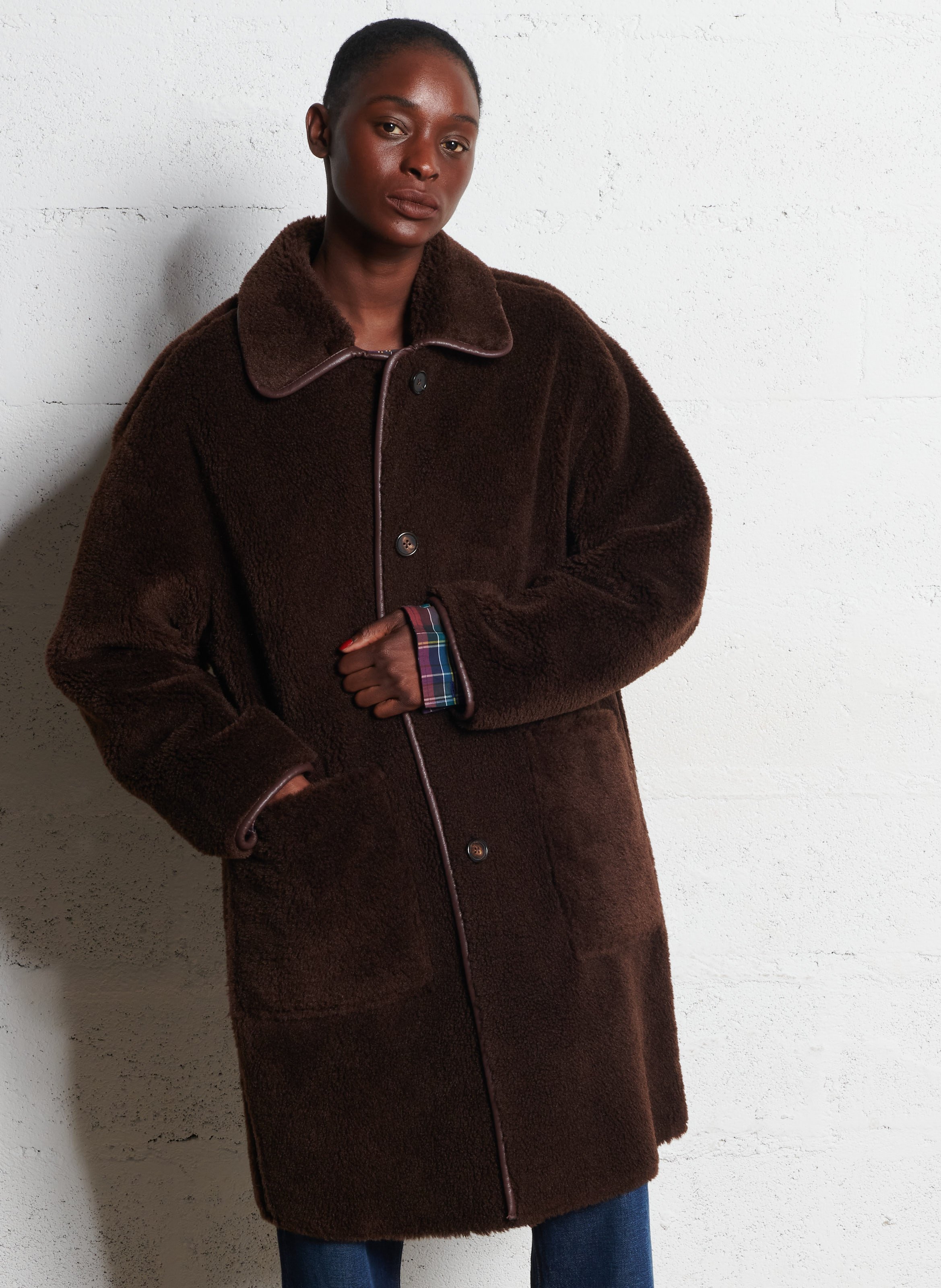 Manteau oversize réversible BELLEROSE Marron