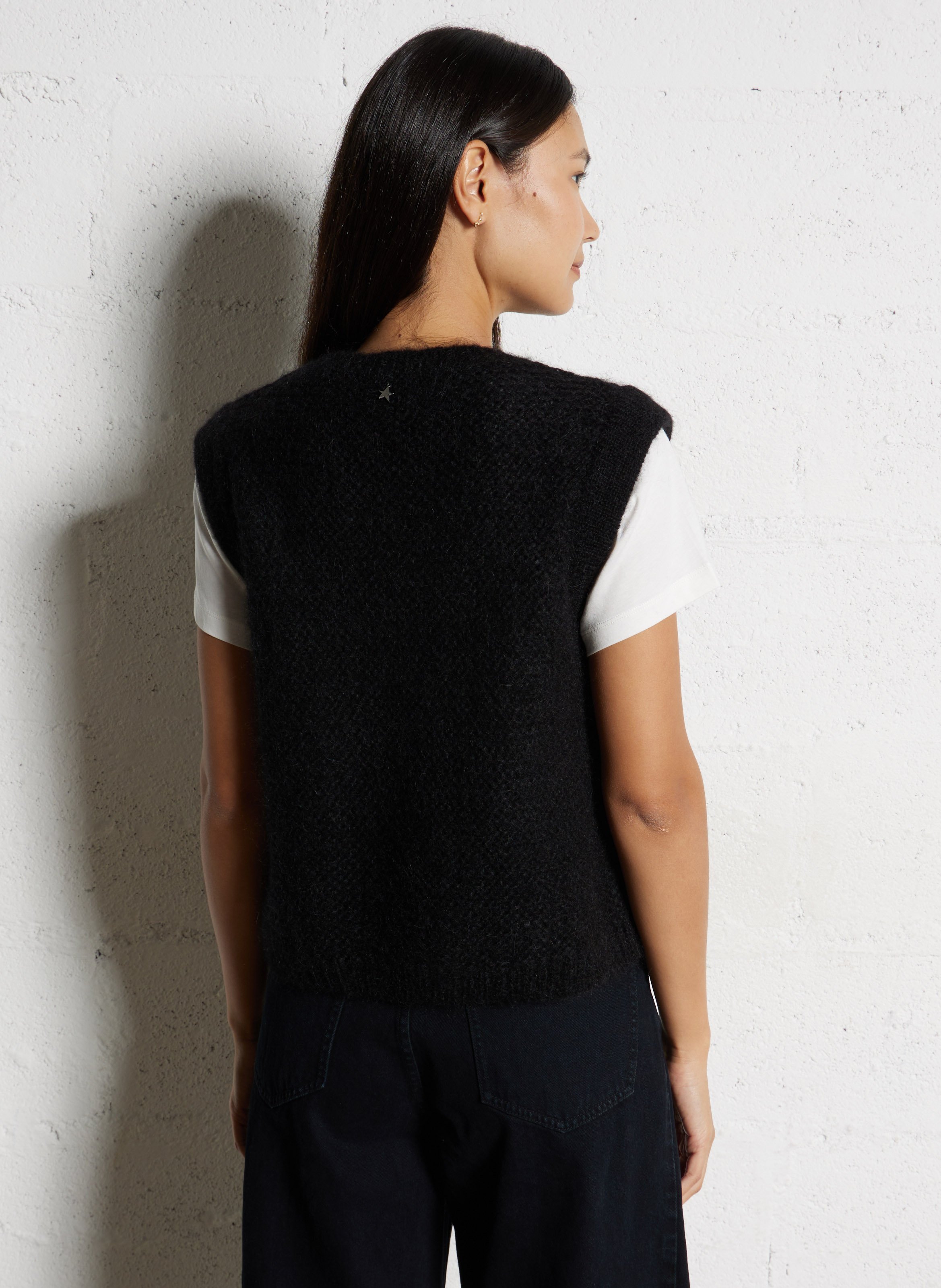 Pull sans manches col rond en laine mélangée SUD EXPRESS Noir