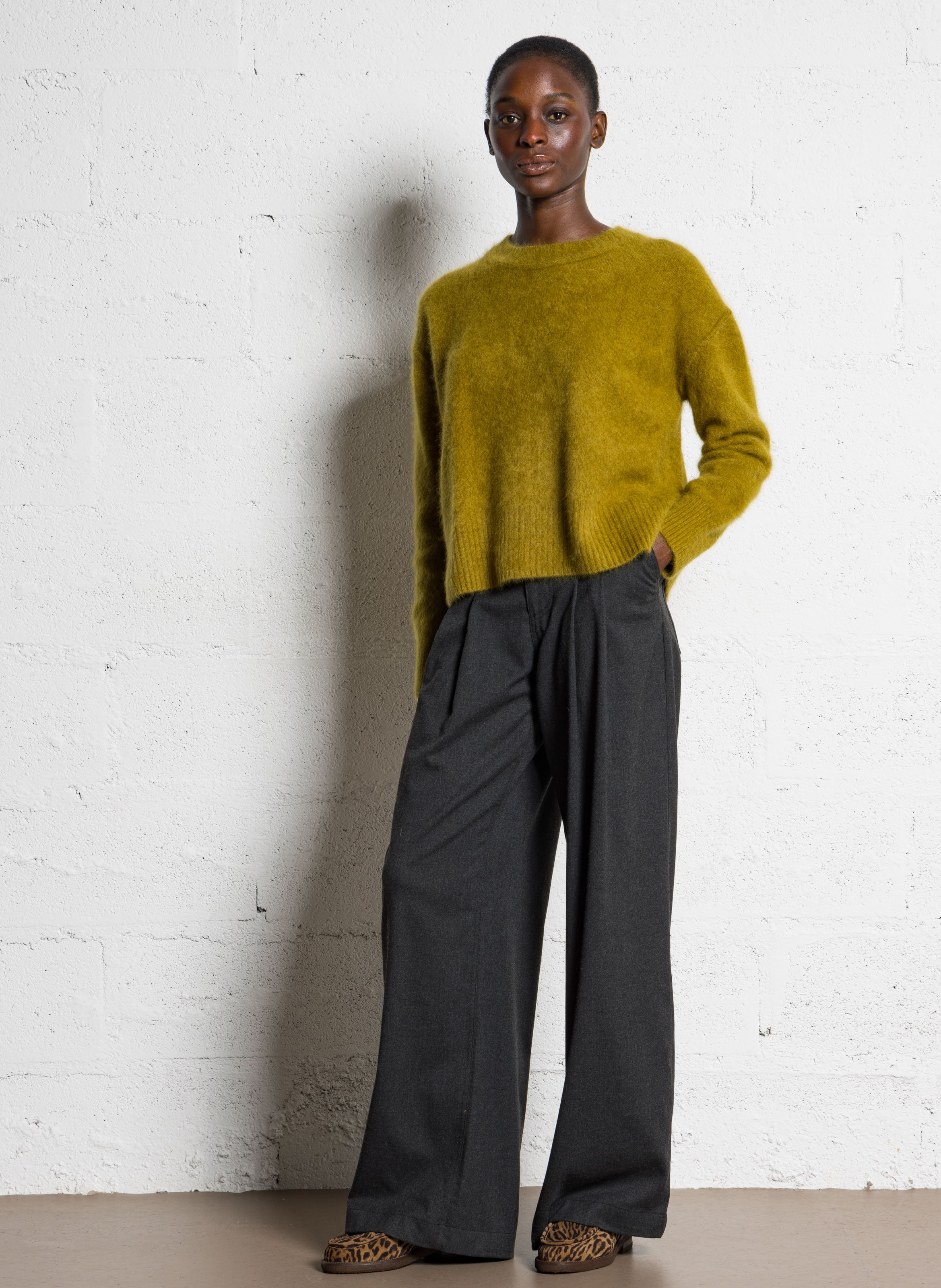 Abidjan wool round-neck sweater BELLA JONES Yellow