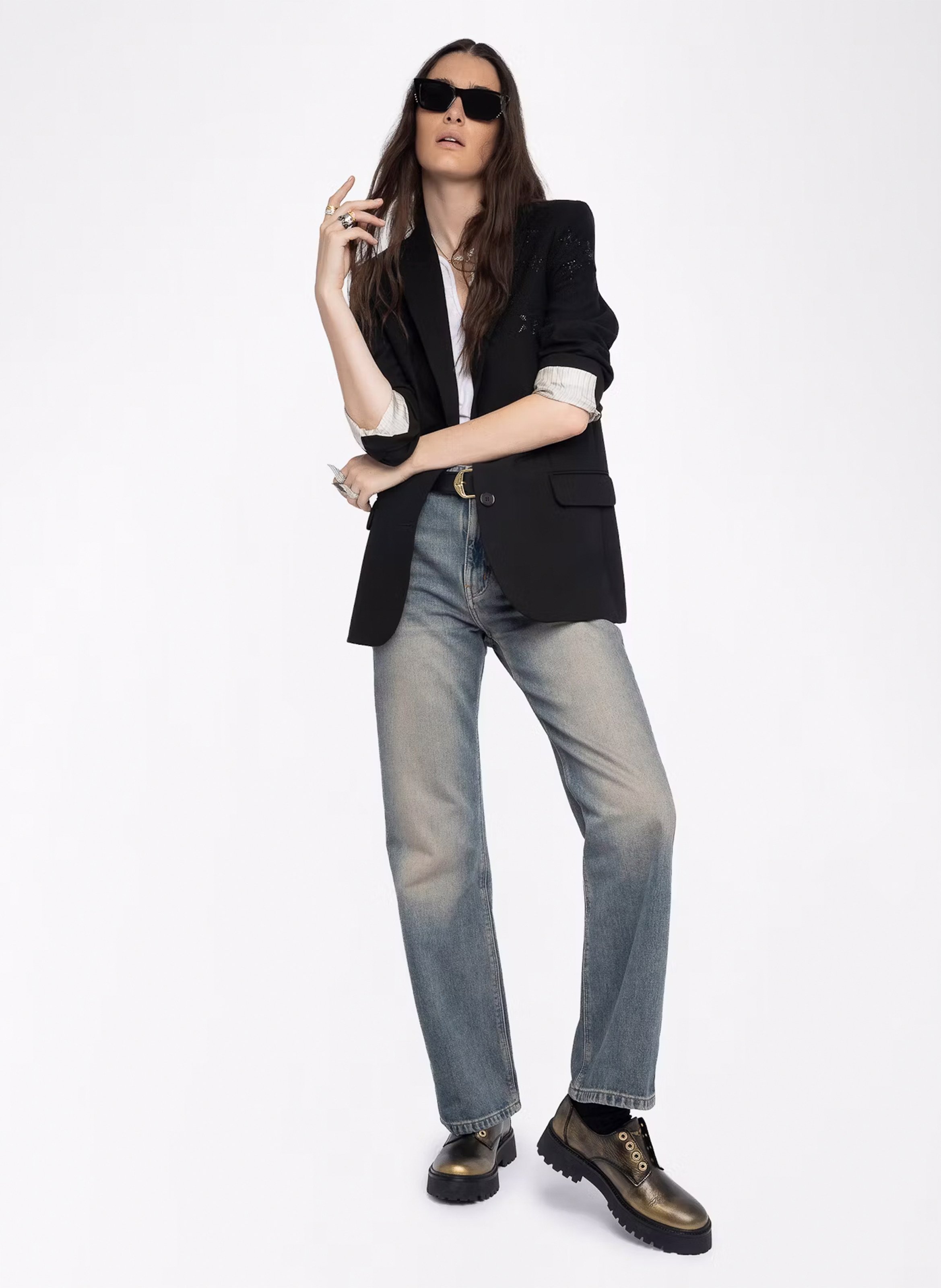 Derby's van metaalkleurig leer ZADIG&VOLTAIRE Zwart