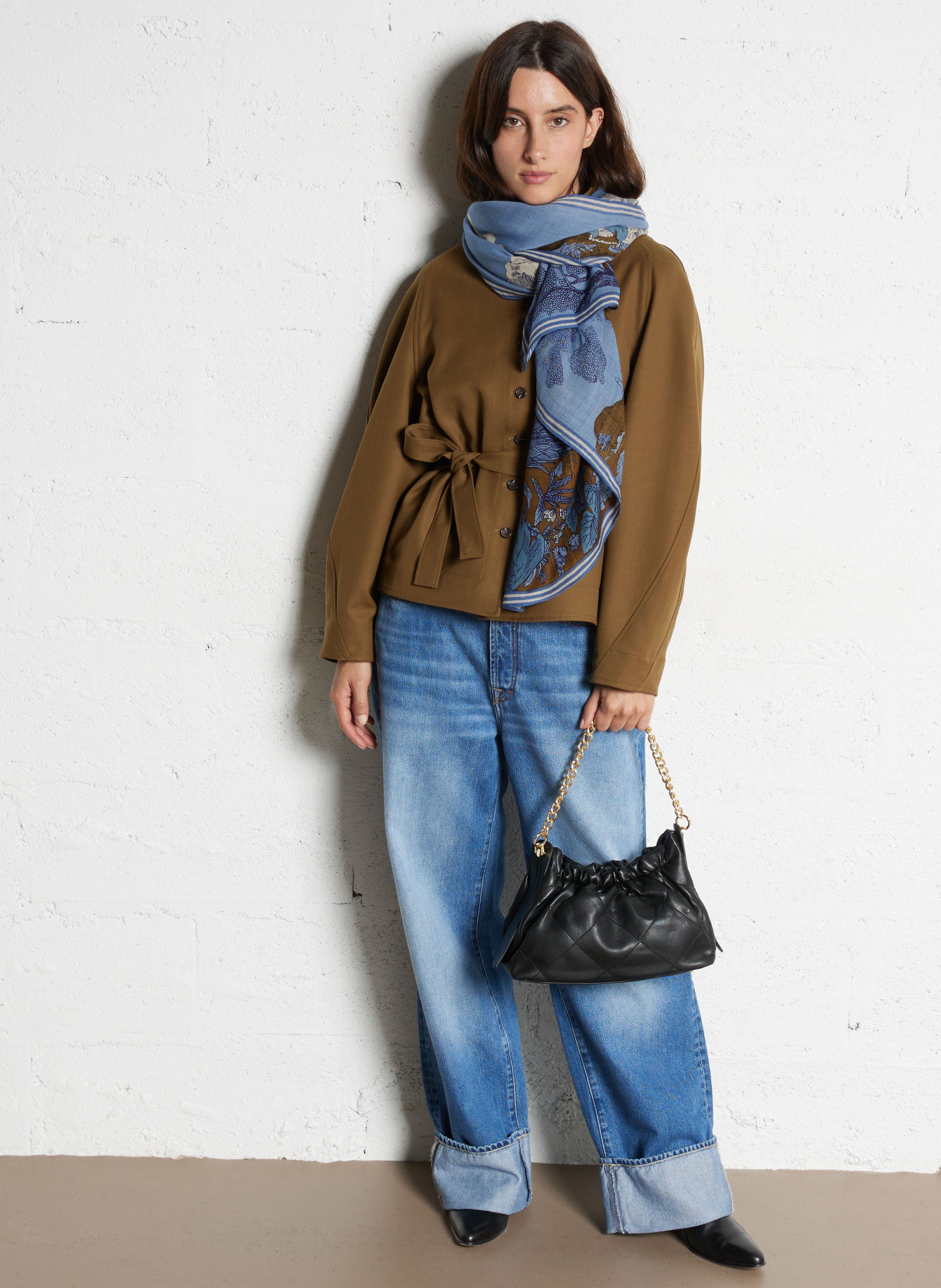 Diagonal Couture Handbag AU PRINTEMPS PARIS Black