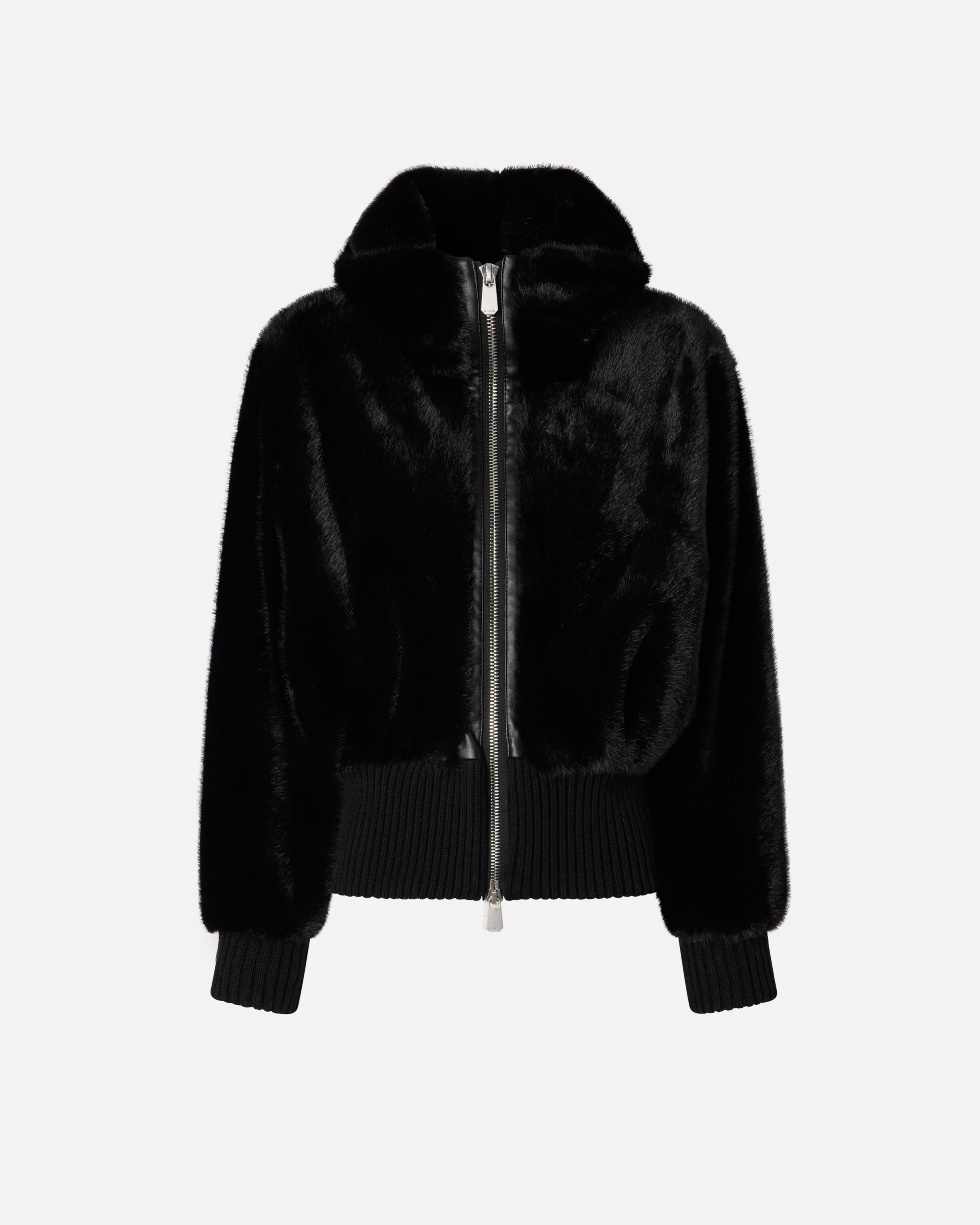 Faux fur bomber jacket PINKO Black