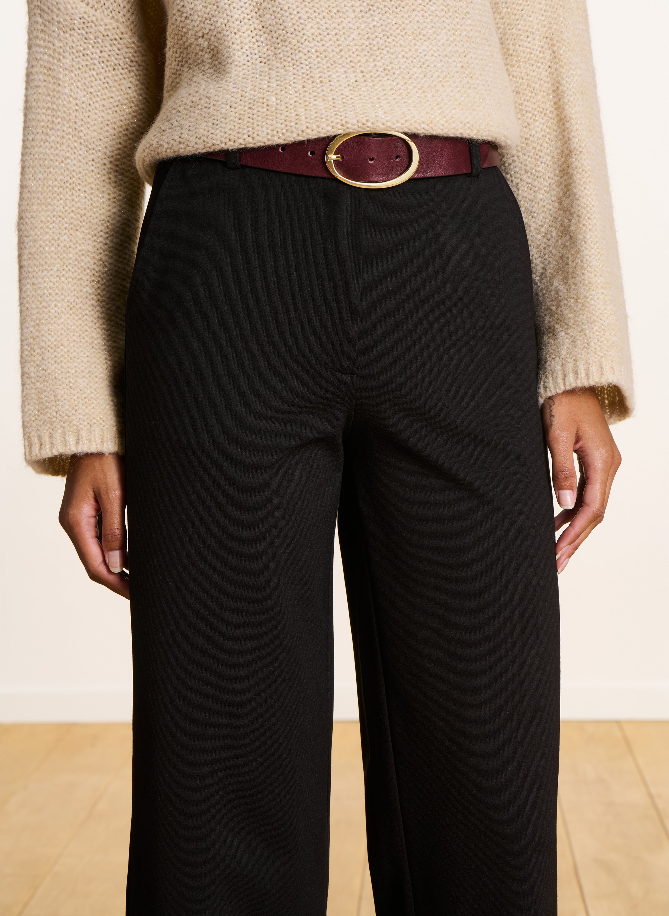 Pantalon droit 7/8 ème uni LA FEE MARABOUTEE Noir