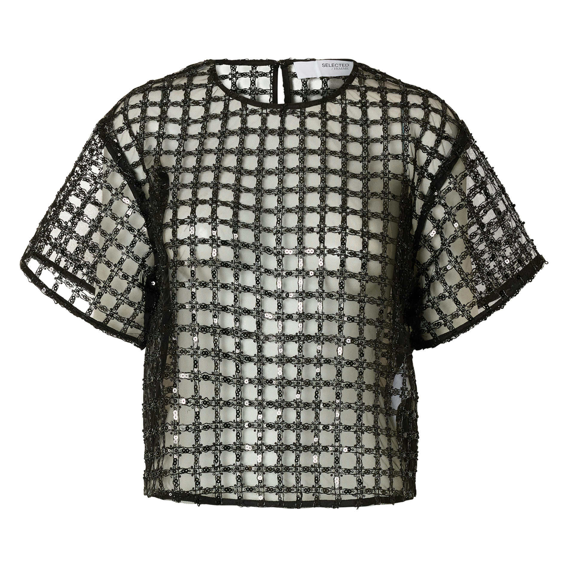 Top col rond à strasse SELECTED Noir