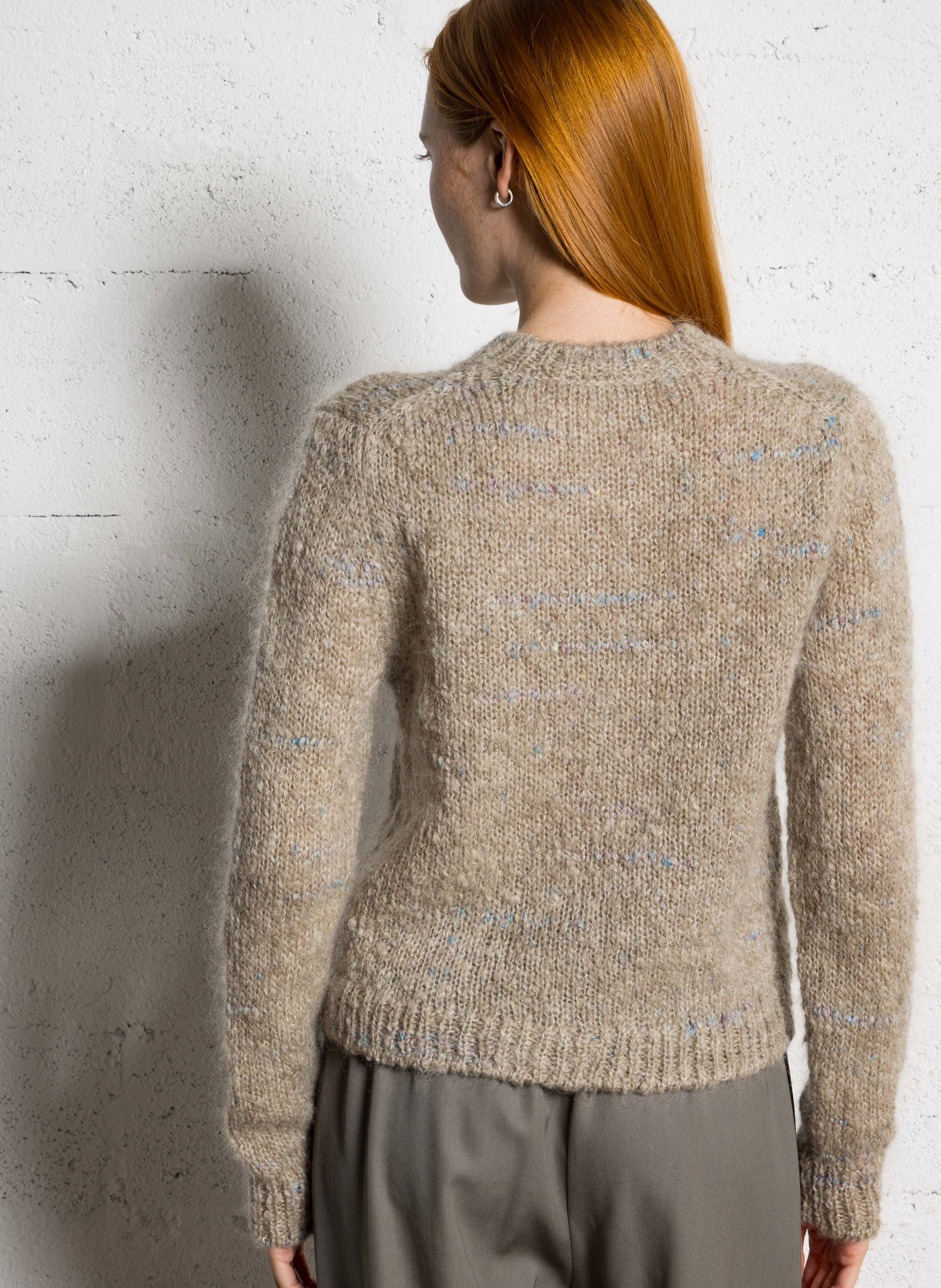 Gilet droit col rond en kid mohair mélangé MASSCOB Beige