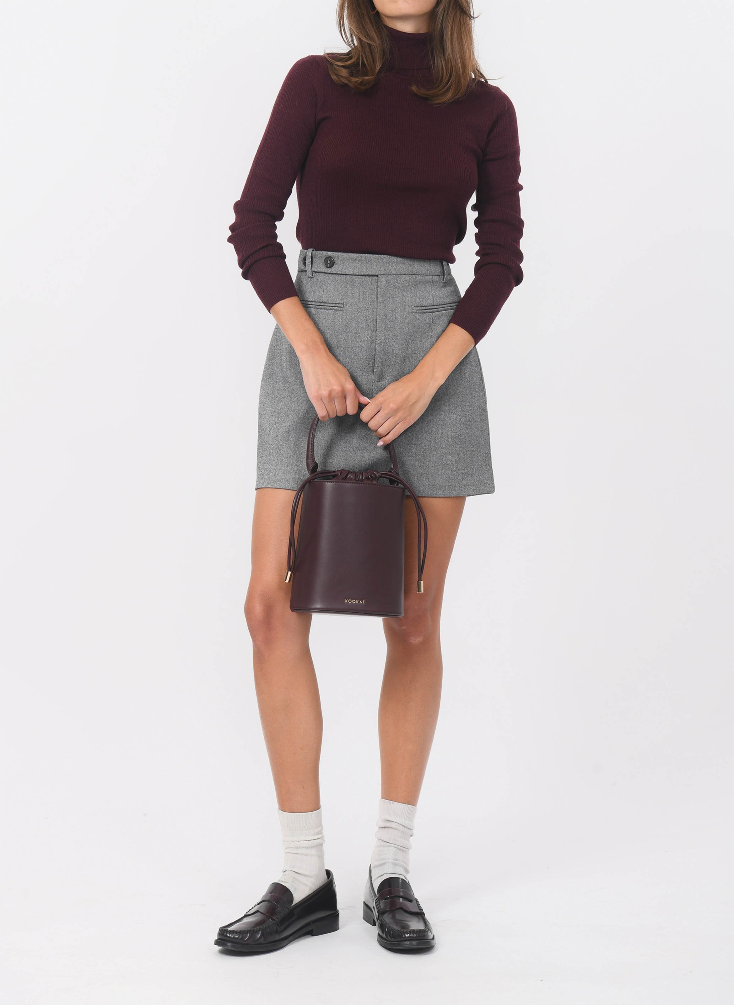 Pull cintré col roulé en laine mélangée KOOKAI Rouge