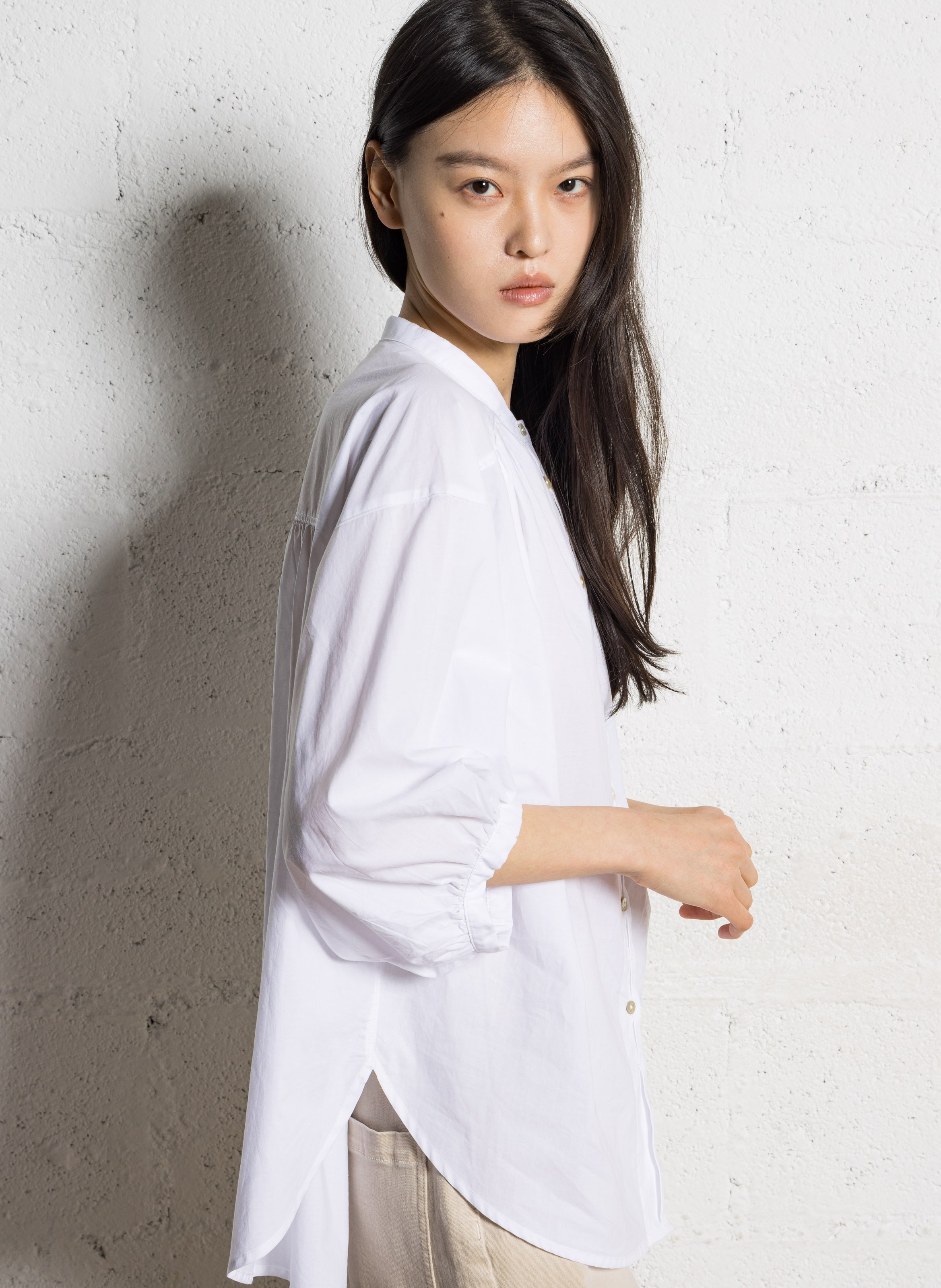 Oversize-Baumwollhemd mit klassischem Kragen JC SOPHIE Weiss