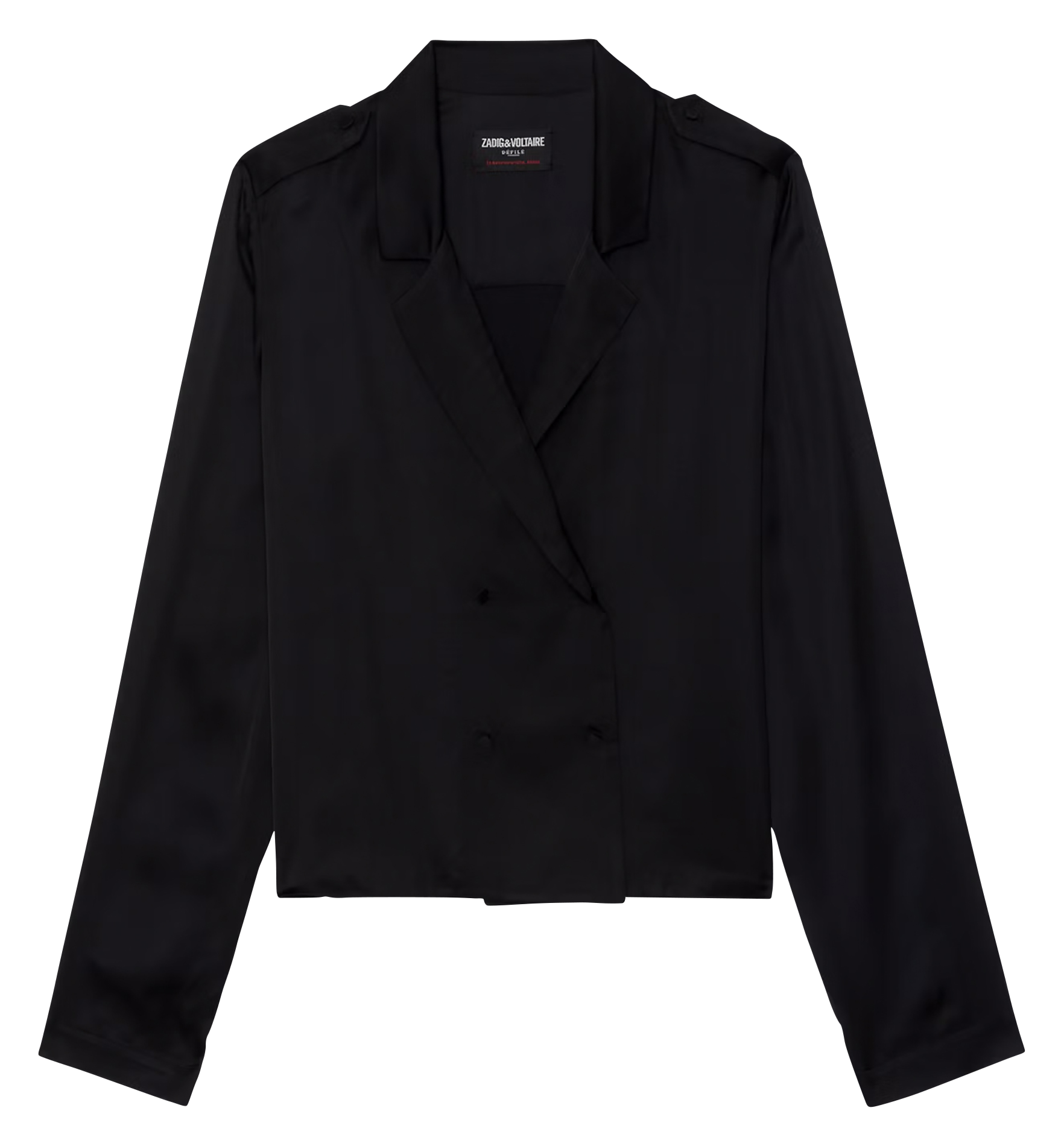 Straight satin-finish V-neck blouse ZADIG&VOLTAIRE Black