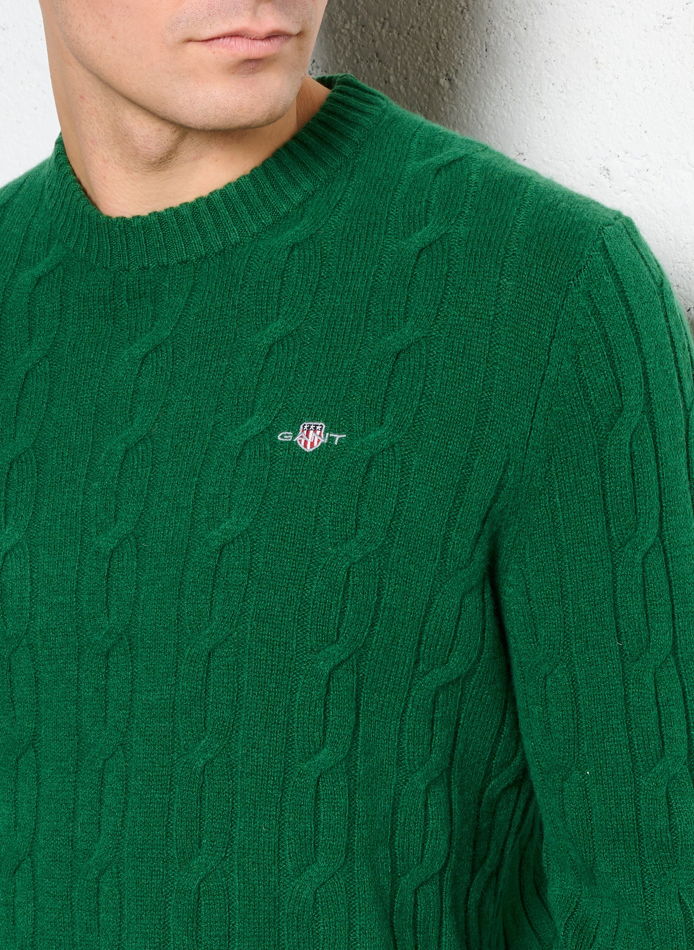 Pull oversize col rond en laine GANT Vert