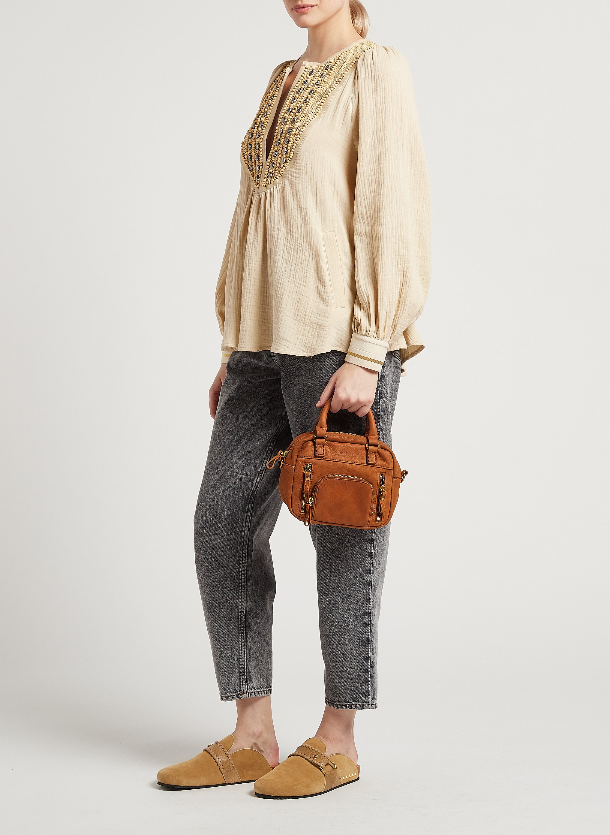 Multi-pocket mini leather handbag NAT & NIN Brown