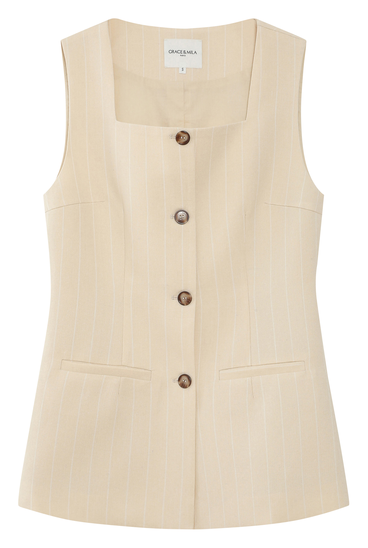 Top tailleur sans manches boutonné GRACE ET MILA Jaune