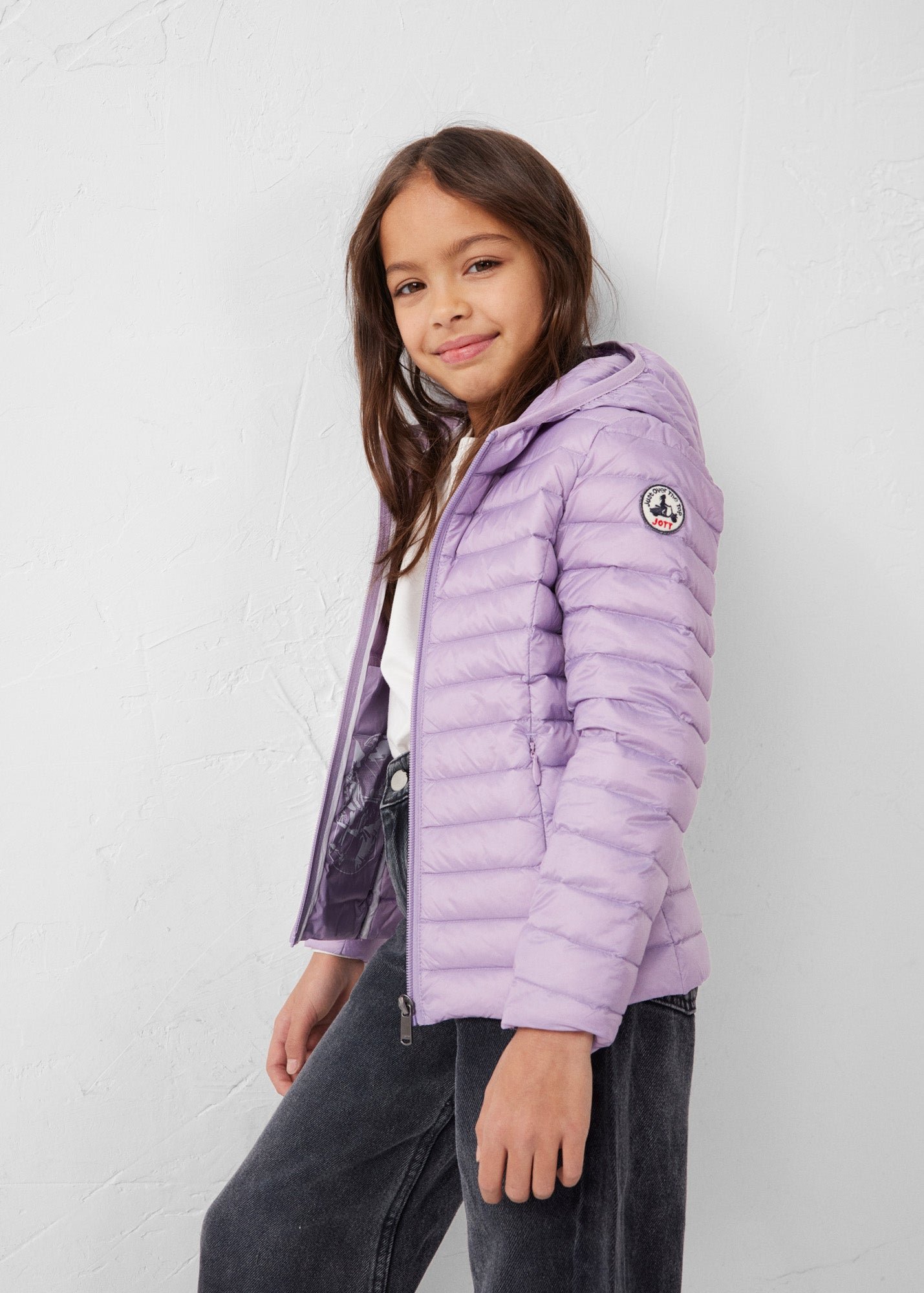 Carla lightweight hooded children's down jacket JOTT Pink